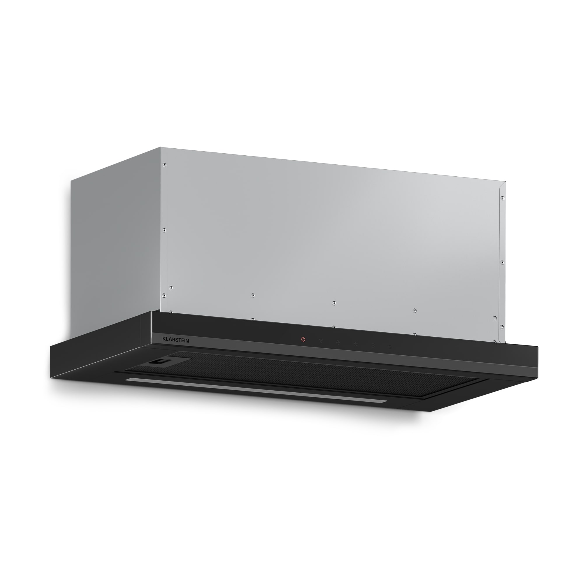 Velaire ausfahrbare Dunstabzugshaube 60&nbsp;cm   Edel, minimalistisch, kraftvoll   EEC A++   891&nbsp;m³/h Schwarz