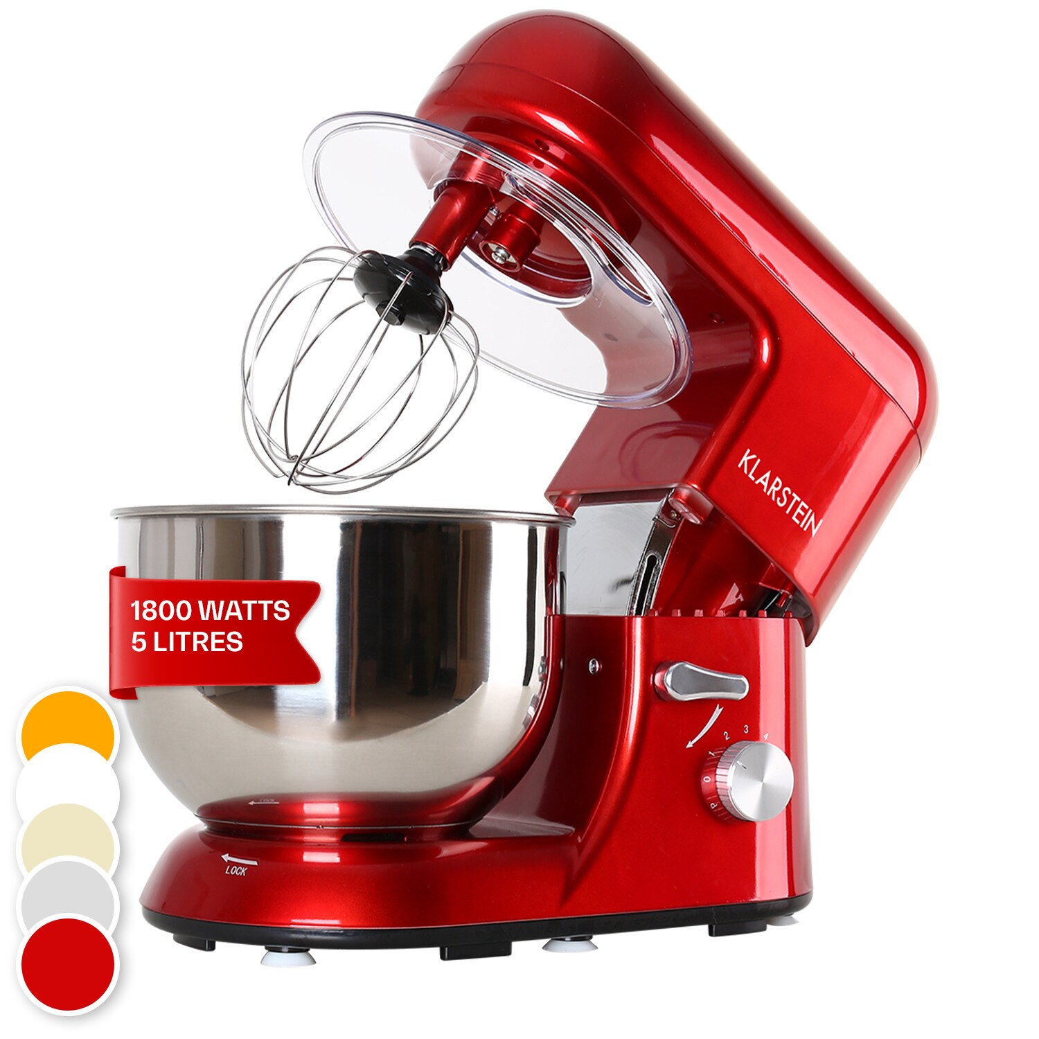 Bella Küchenmaschine 1800 W / 2,7 PS 5 Ltr Edelstahl BPA-frei Rot