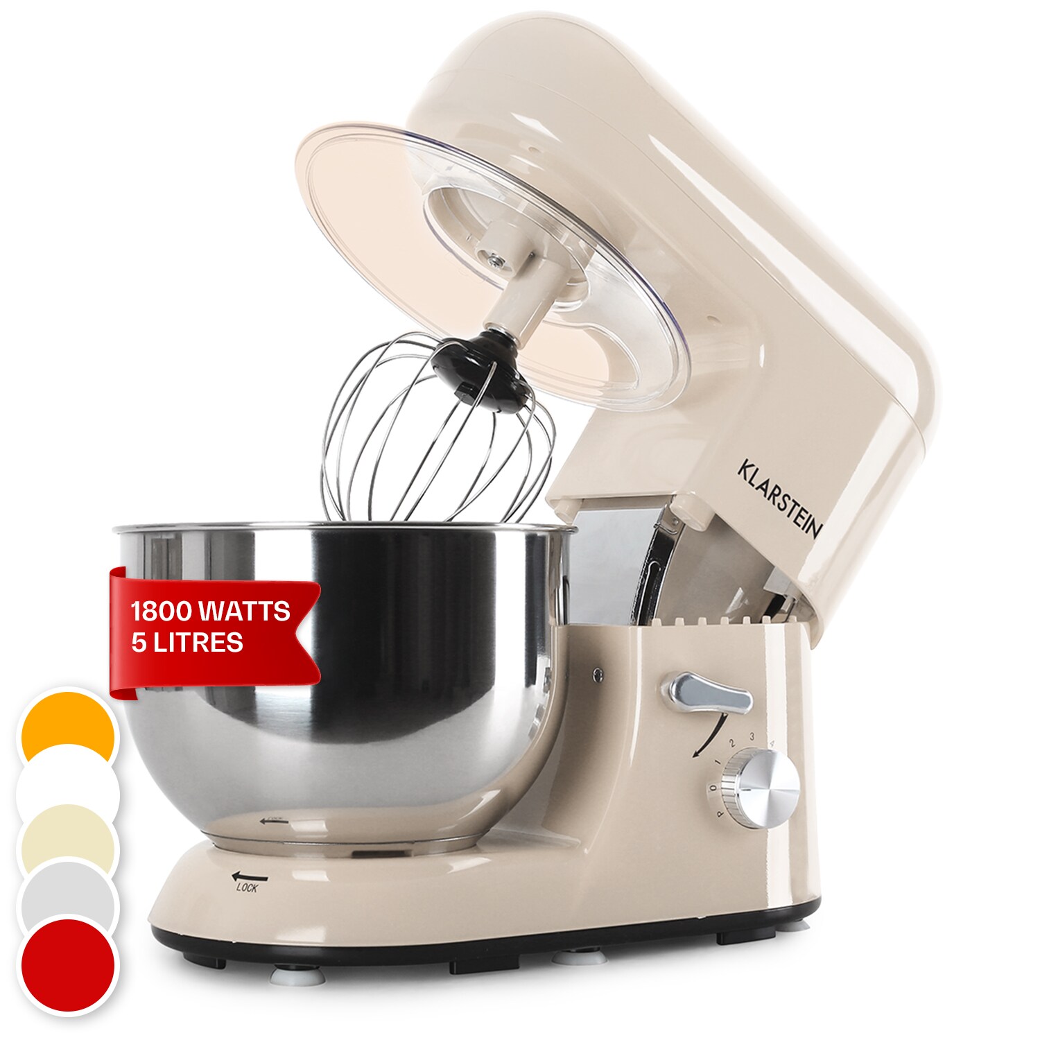 Bella Küchenmaschine 1800 W / 2,7 PS 5 Ltr Edelstahl BPA-frei Creme