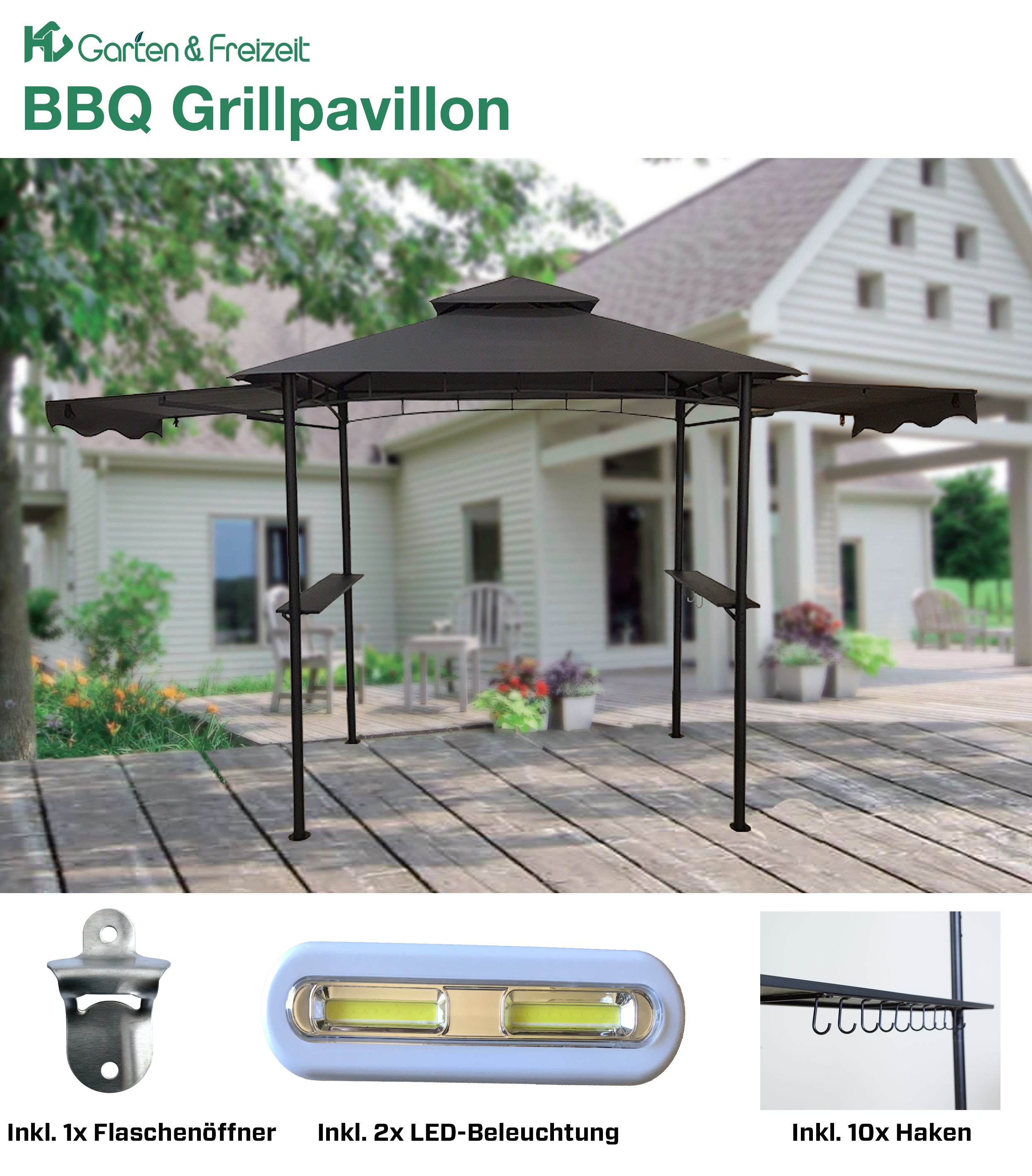 HC Garten & Freizeit BBQ Grillpavillon anthrazit - Bild 1