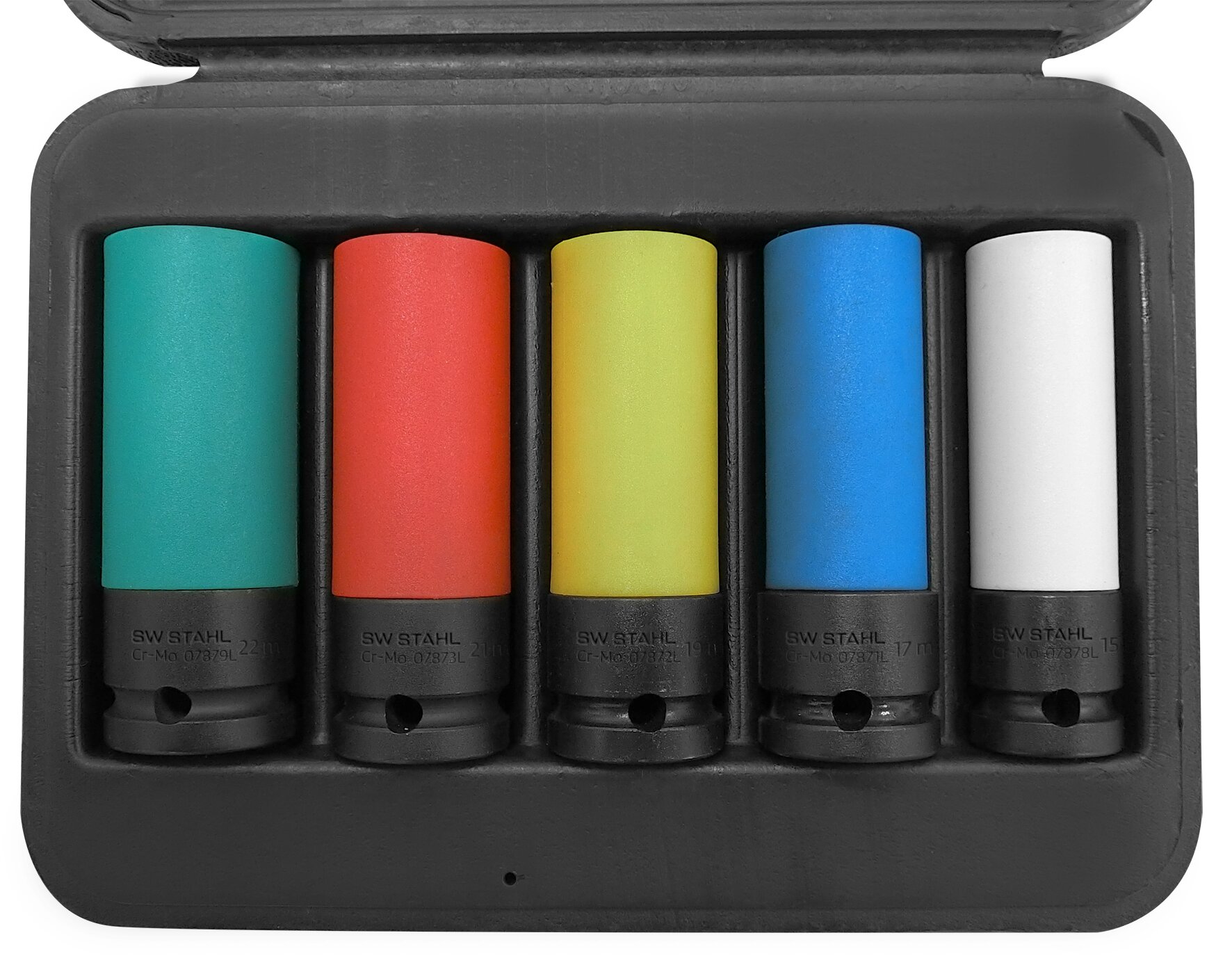 SW-Stahl Radmutterneins&auml;tze, 1/2", 15, 17, 19, 21, 22 mm, 5-teilig - Bild 1