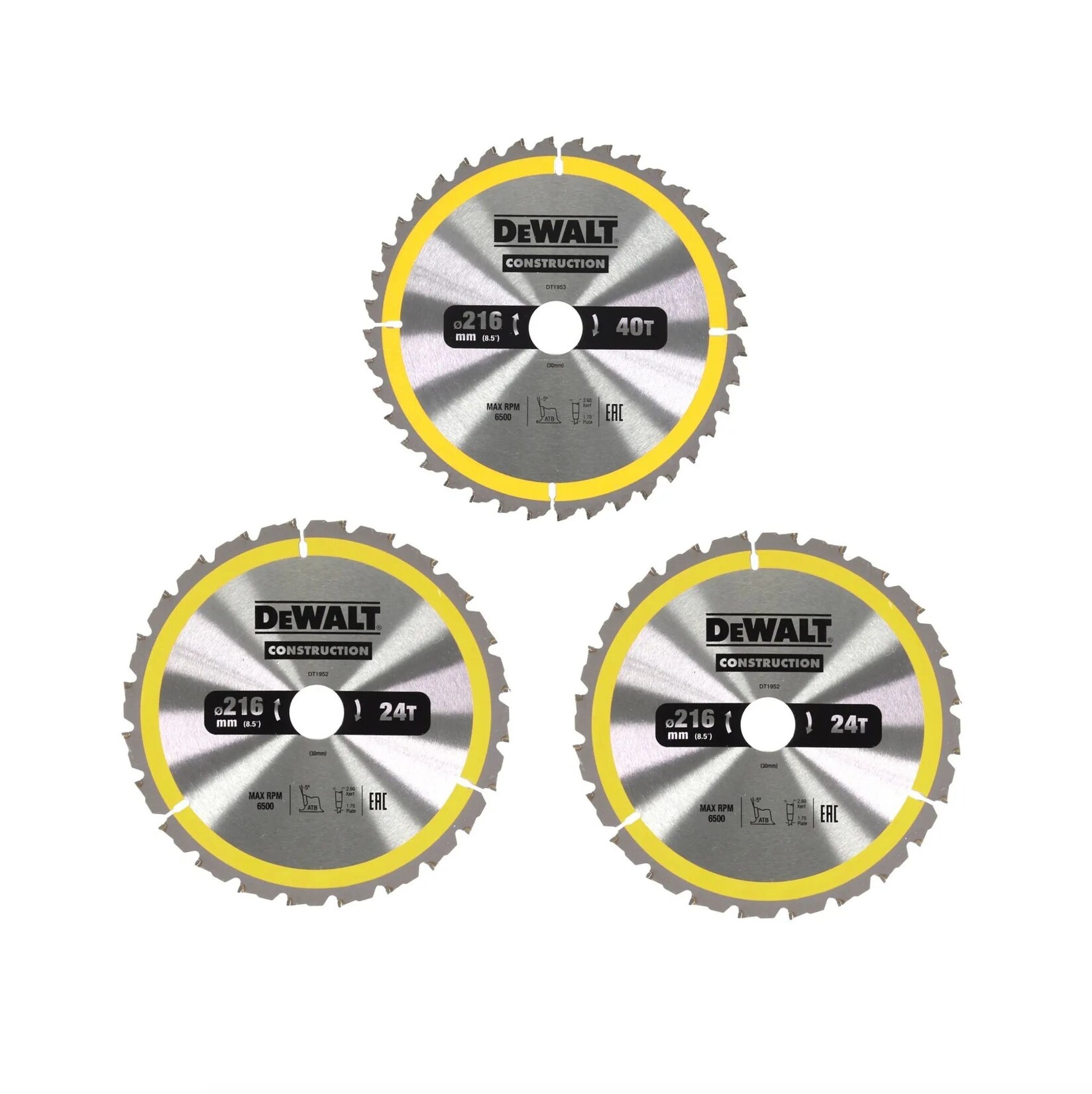 DeWalt Kreissägeblatt-Set 216 x 30 mm 3-tlg.