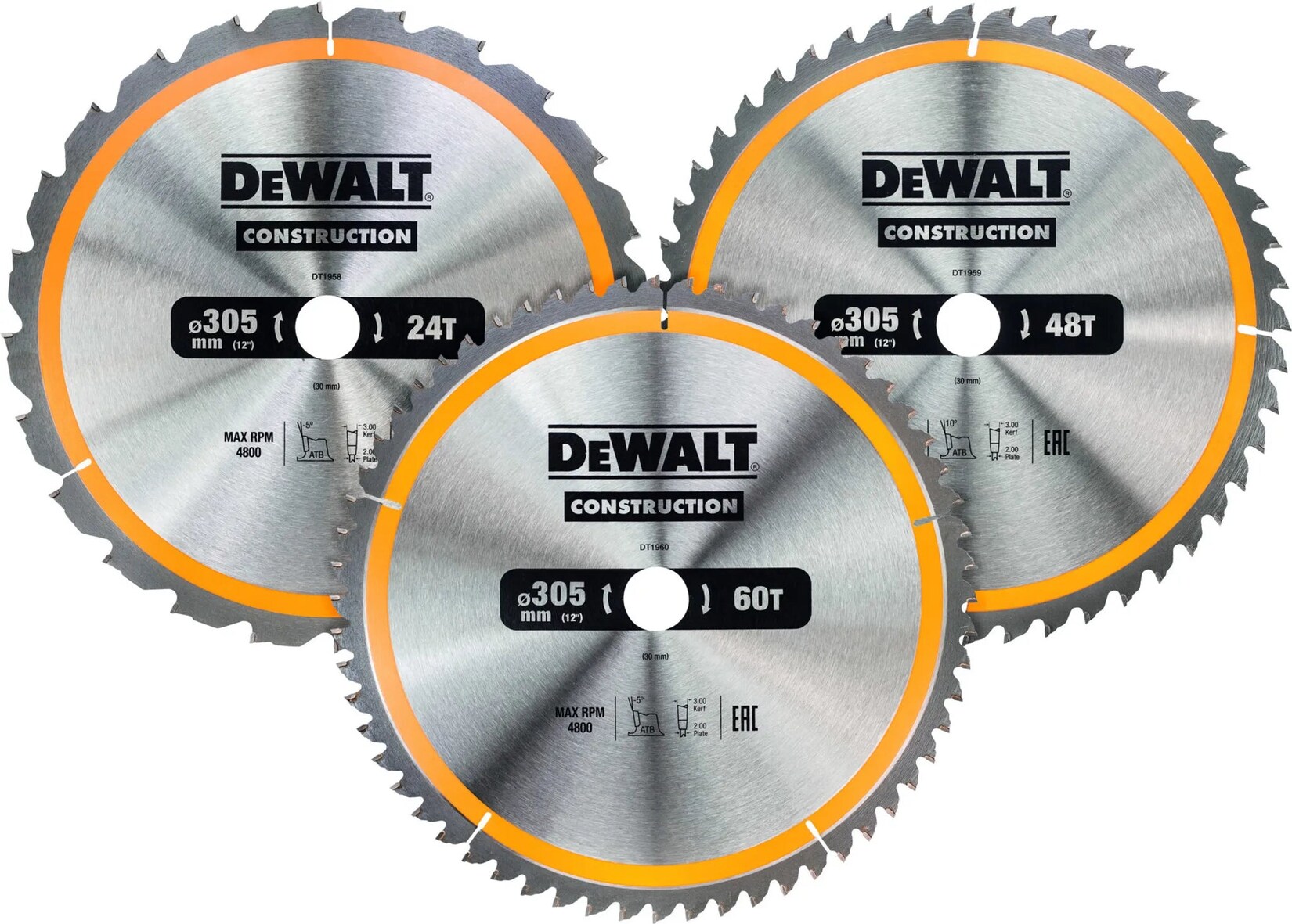 DeWalt Kreissägeblatt-Set 305 x 30 mm 3-tlg.