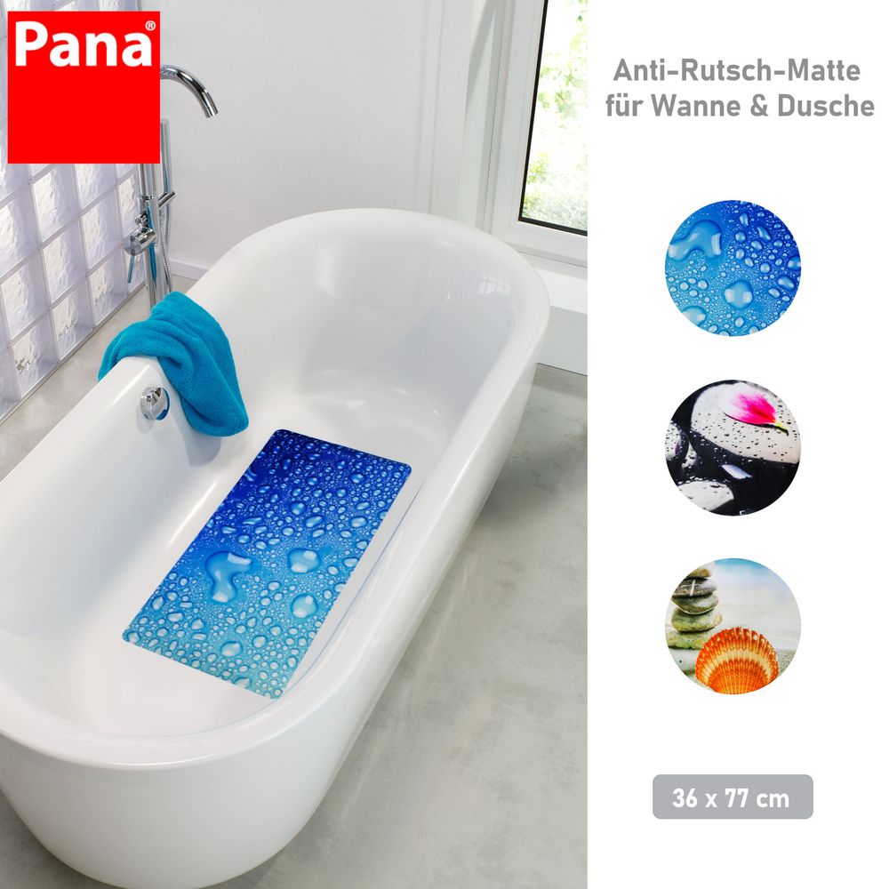 PANA® Antirutschmatten • Badewannenmatte mit Saugnäpfen • Duschmatte •  waschmaschinenfest • waschbar bei 30° • Größe: 36 x 77 cm • in versch.  Designs online kaufen bei Netto