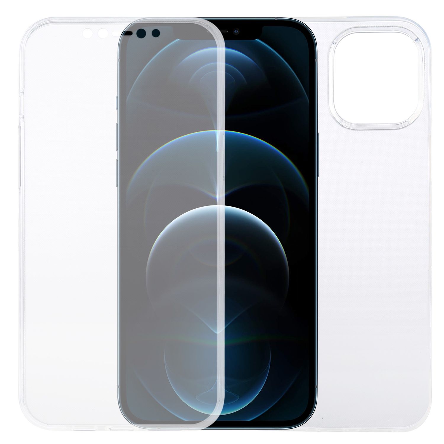Apple iPhone 12 Pro Max H&uuml;lle Case 360 Handy Schutz Cover Full TPU Transparent - Bild 1