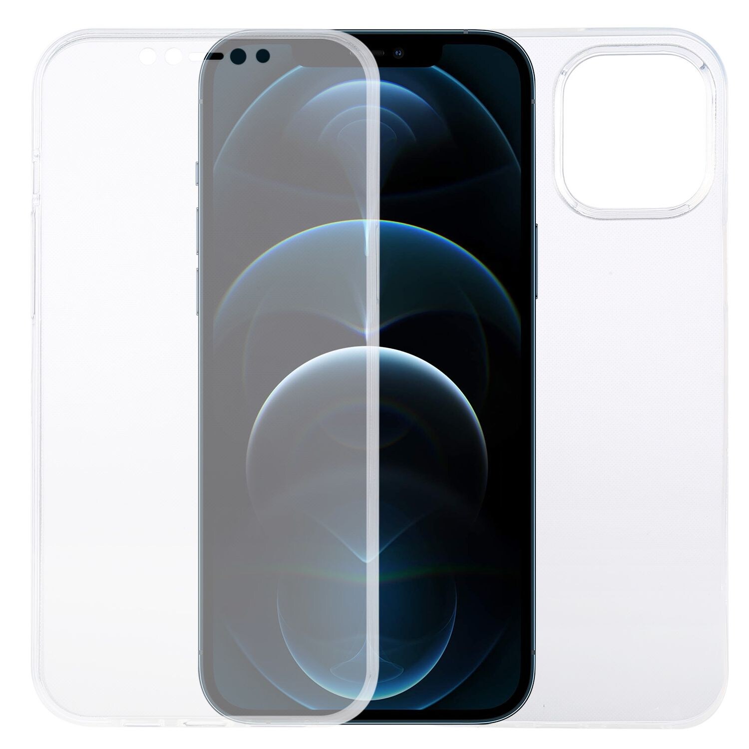 Apple iPhone 12 Pro Max Hülle Case 360 Handy Schutz Cover Full TPU Transparent | 04251860809692