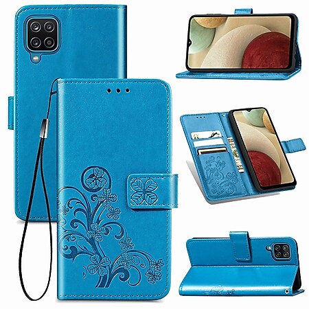 Schutz Handy Hülle für Samsung Galaxy A12 Case Flip Cover Tasche Etuis Blau Neu - Bild 1