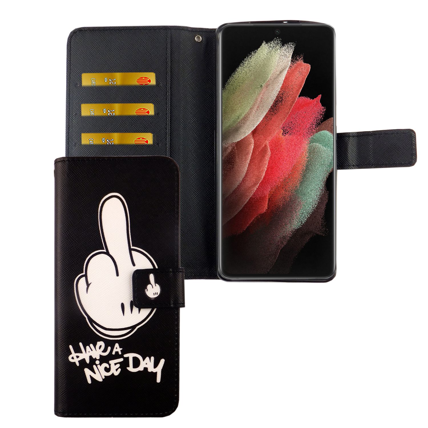 H&uuml;lle Handy Schutz f&uuml;r Samsung Galaxy S21 Ultra Case Cover Tasche Wallet Etui - Bild 1