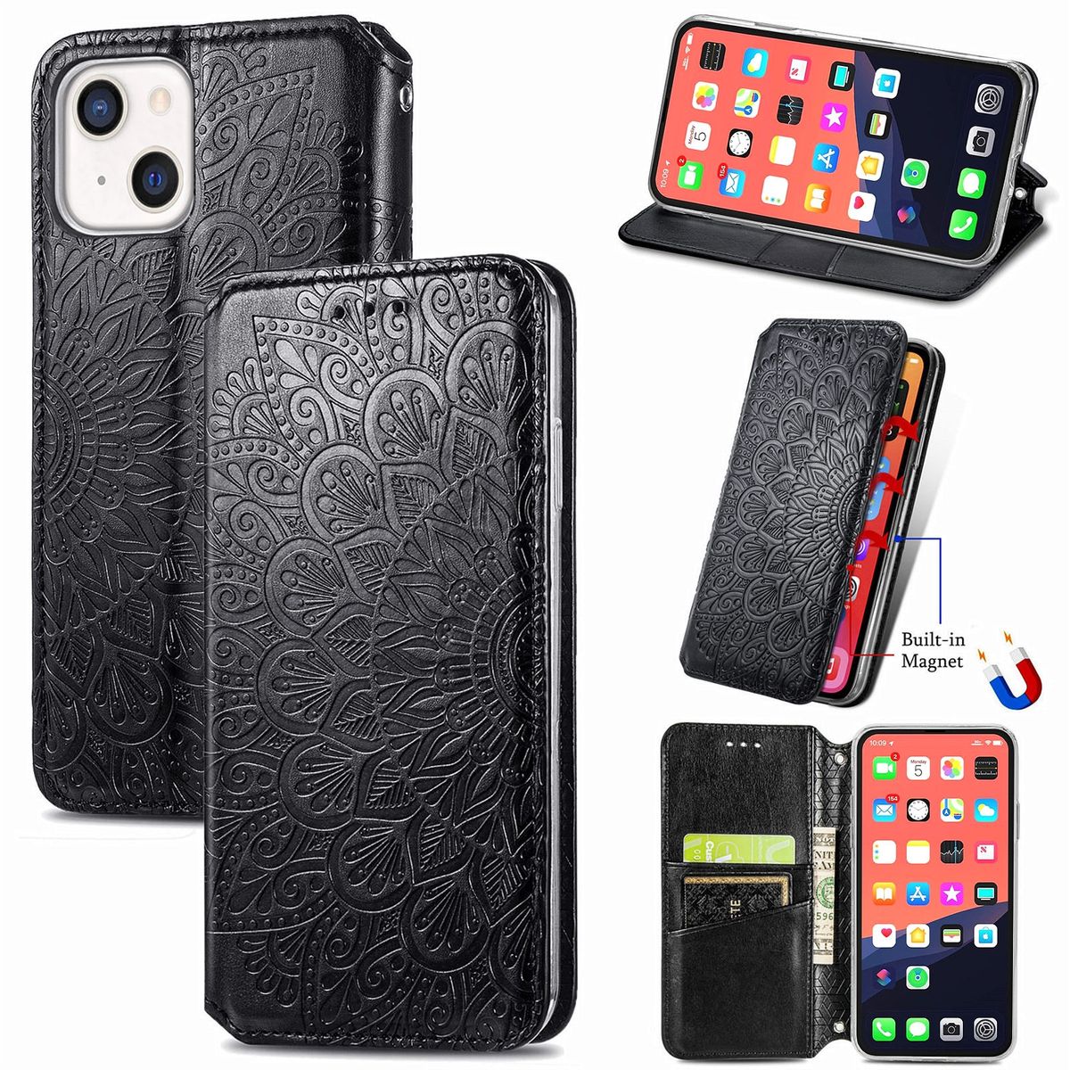 H&uuml;lle Handy Schutz f&uuml;r Apple iPhone 13 mini Case Cover Tasche Etuis Schwarz Neu - Bild 1