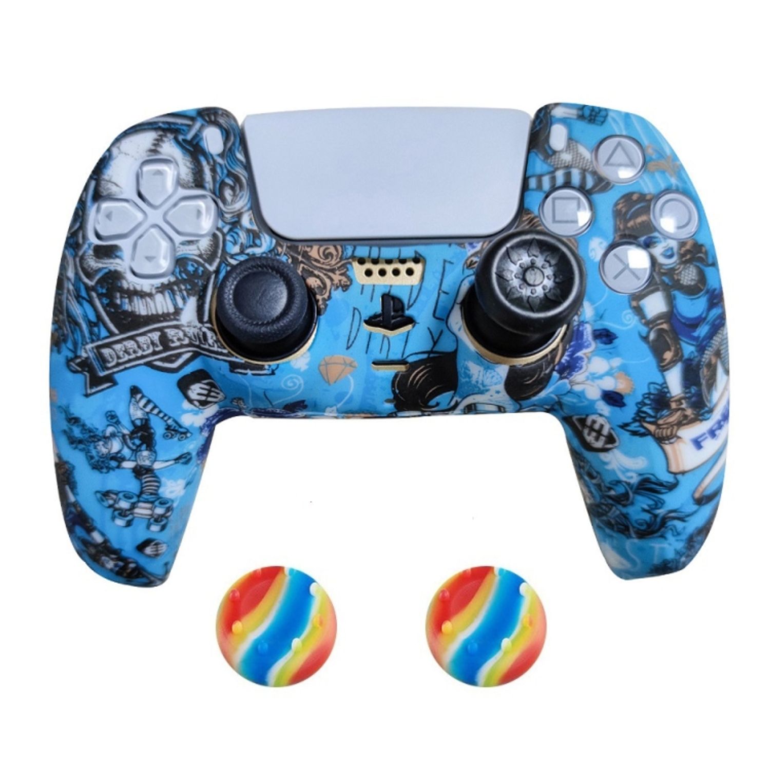 2 x Schutzh&uuml;lle f&uuml;r Playstation 5 DualSense Controller Skin Silikon Schutz Motiv - Bild 1