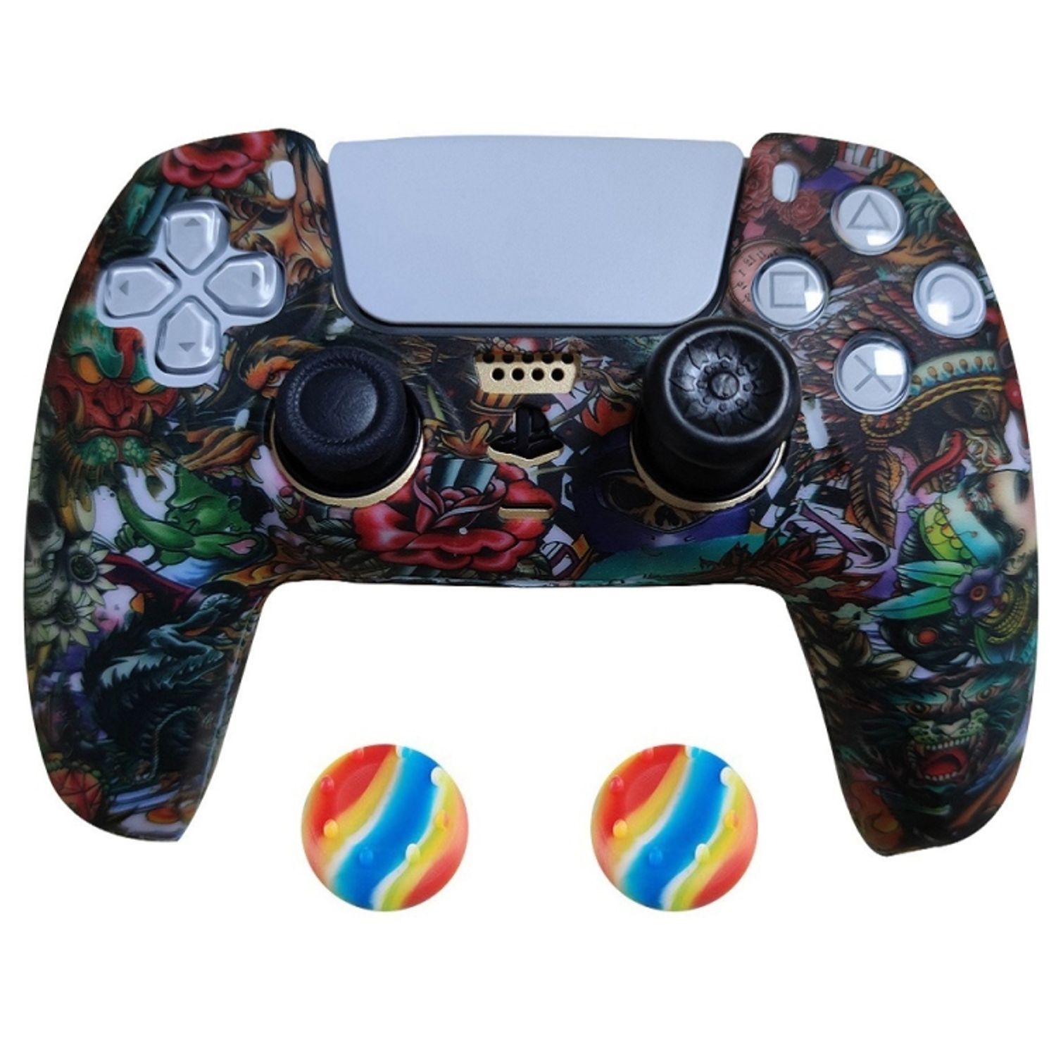 2 x Schutzh&uuml;lle f&uuml;r Playstation 5 DualSense Controller Skin Silikon Schutz Motiv - Bild 1