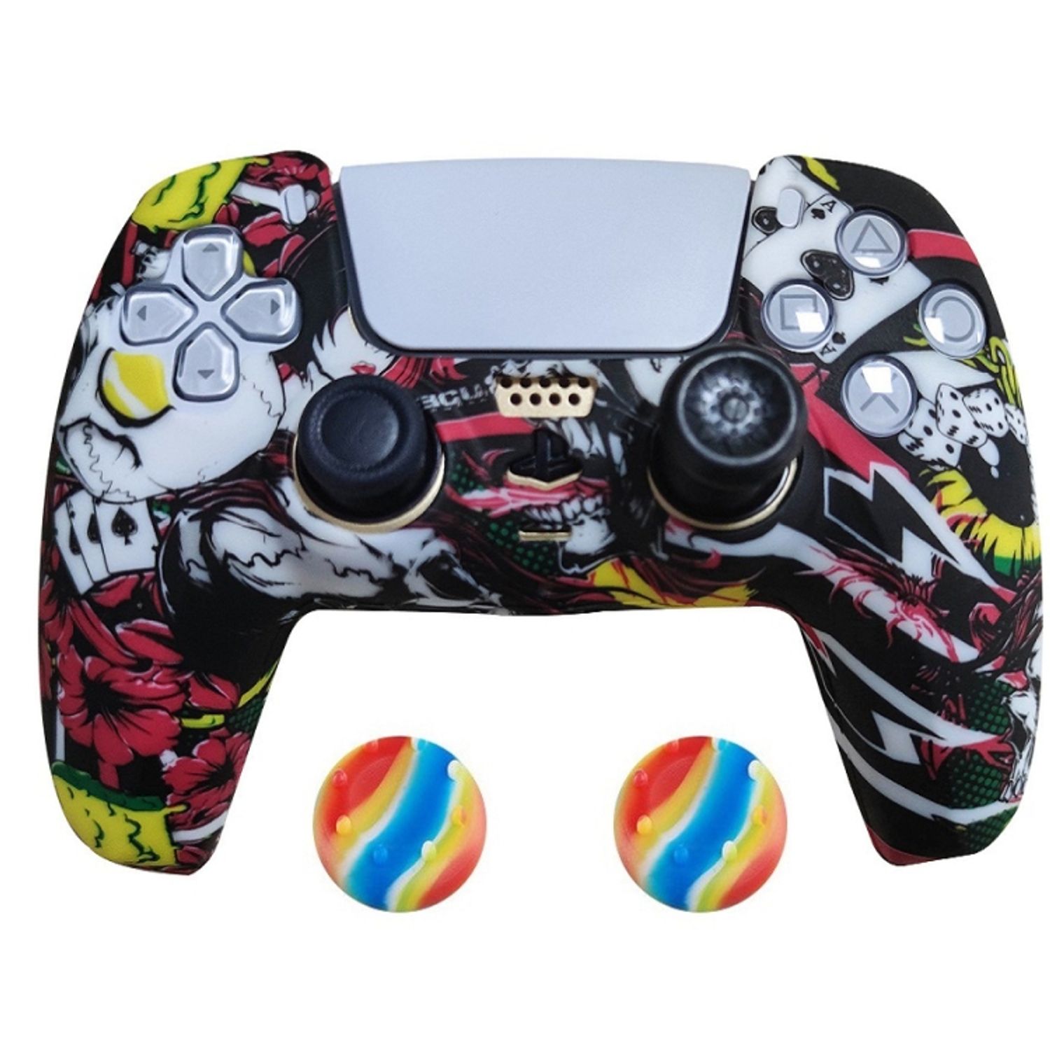 2 x Schutzh&uuml;lle f&uuml;r Playstation 5 DualSense Controller Skin Silikon Schutz Motiv - Bild 1