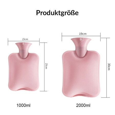 XL Wärmeflasche Wärmeschlauch Bettflasche mit Bezug 2 Liter schlauchform