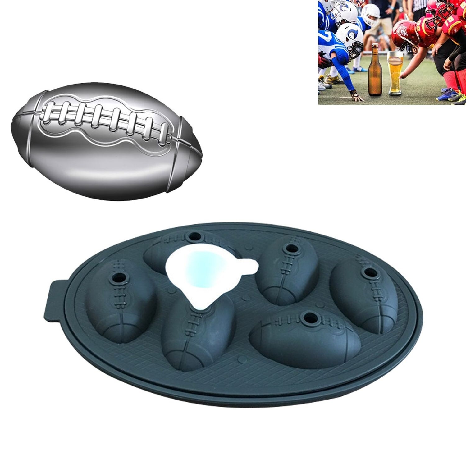 Silikon Eiswürfelform Football Eisform Whisky Runden Ice Ball Eiswürfelbehälter