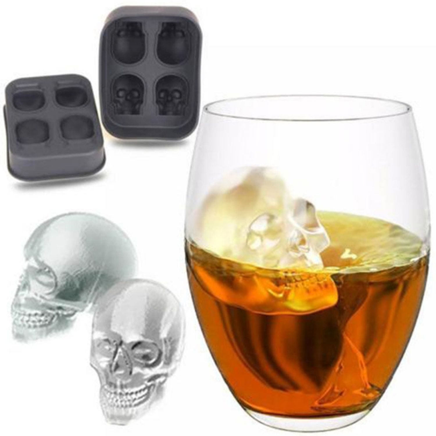 Silikon Eisw&uuml;rfelform Totenkopf Skull Eisw&uuml;rfel Eis f&uuml;r Whiskey Wein Bar Party - Bild 1