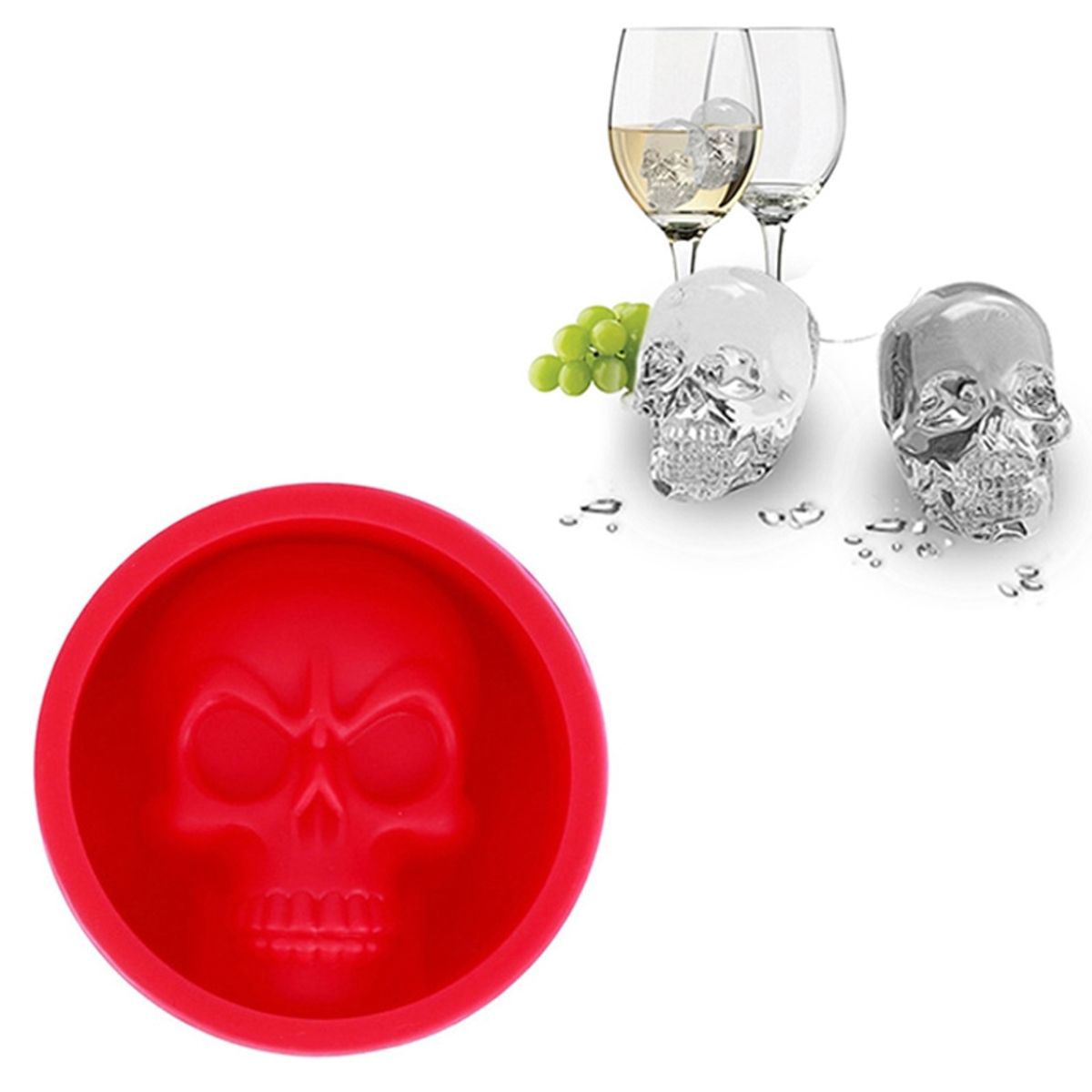 Silikon Eisw&uuml;rfelform Totenkopf Skull Eisw&uuml;rfel Eis f&uuml;r Whiskey Wein Bar Party - Bild 1