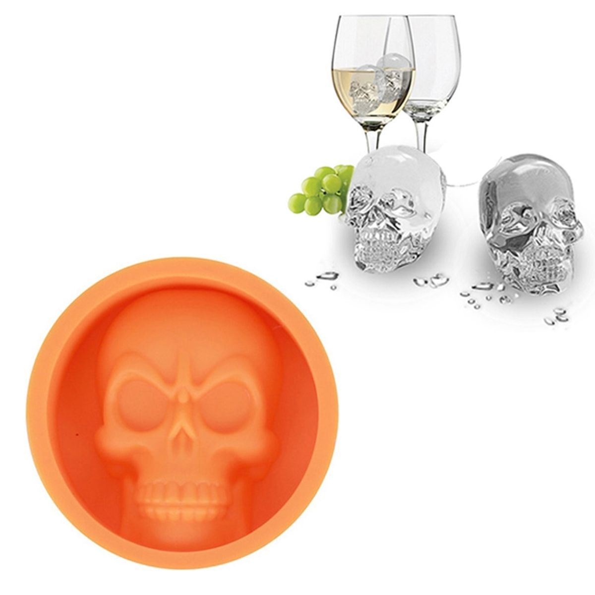 Silikon Eisw&uuml;rfelform Totenkopf Skull Eisw&uuml;rfel Eis f&uuml;r Whiskey Wein Bar Party - Bild 1