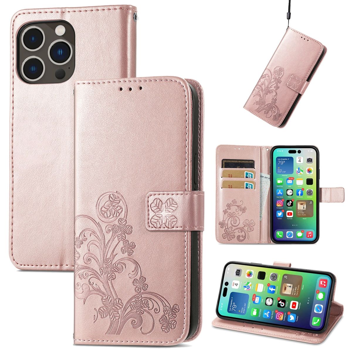 H&uuml;lle Handy Schutz f&uuml;r Apple iPhone 15 Pro Case Cover Klapp Tasche Wallet Etuis - Bild 1