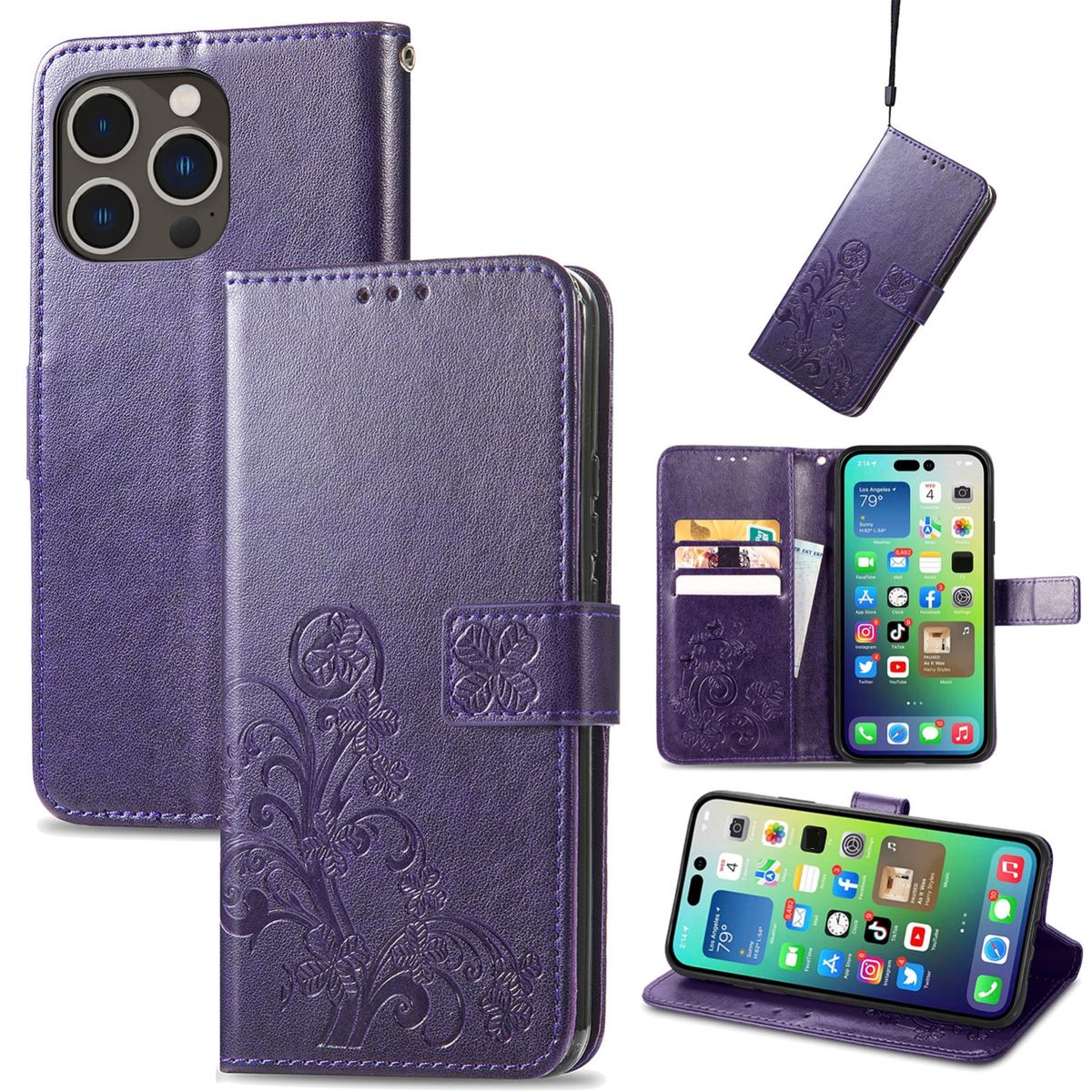 H&uuml;lle Handy Schutz f&uuml;r Apple iPhone 15 Pro Case Cover Klapp Tasche Wallet Etuis - Bild 1