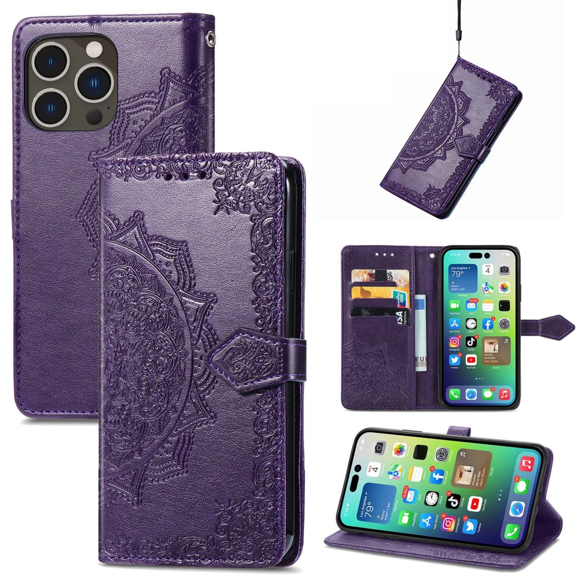 H&uuml;lle Handy Schutz f&uuml;r Apple iPhone 15 Pro Case Cover Klapp Tasche Wallet Etuis - Bild 1