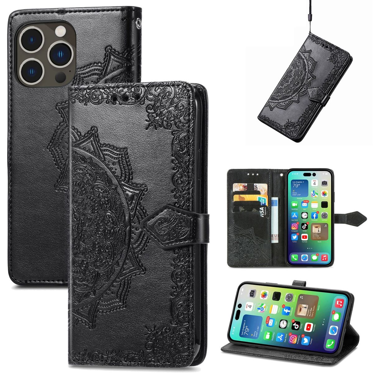 H&uuml;lle Handy Schutz f&uuml;r Apple iPhone 15 Pro Max Case Cover Klapp Tasche Wallet - Bild 1