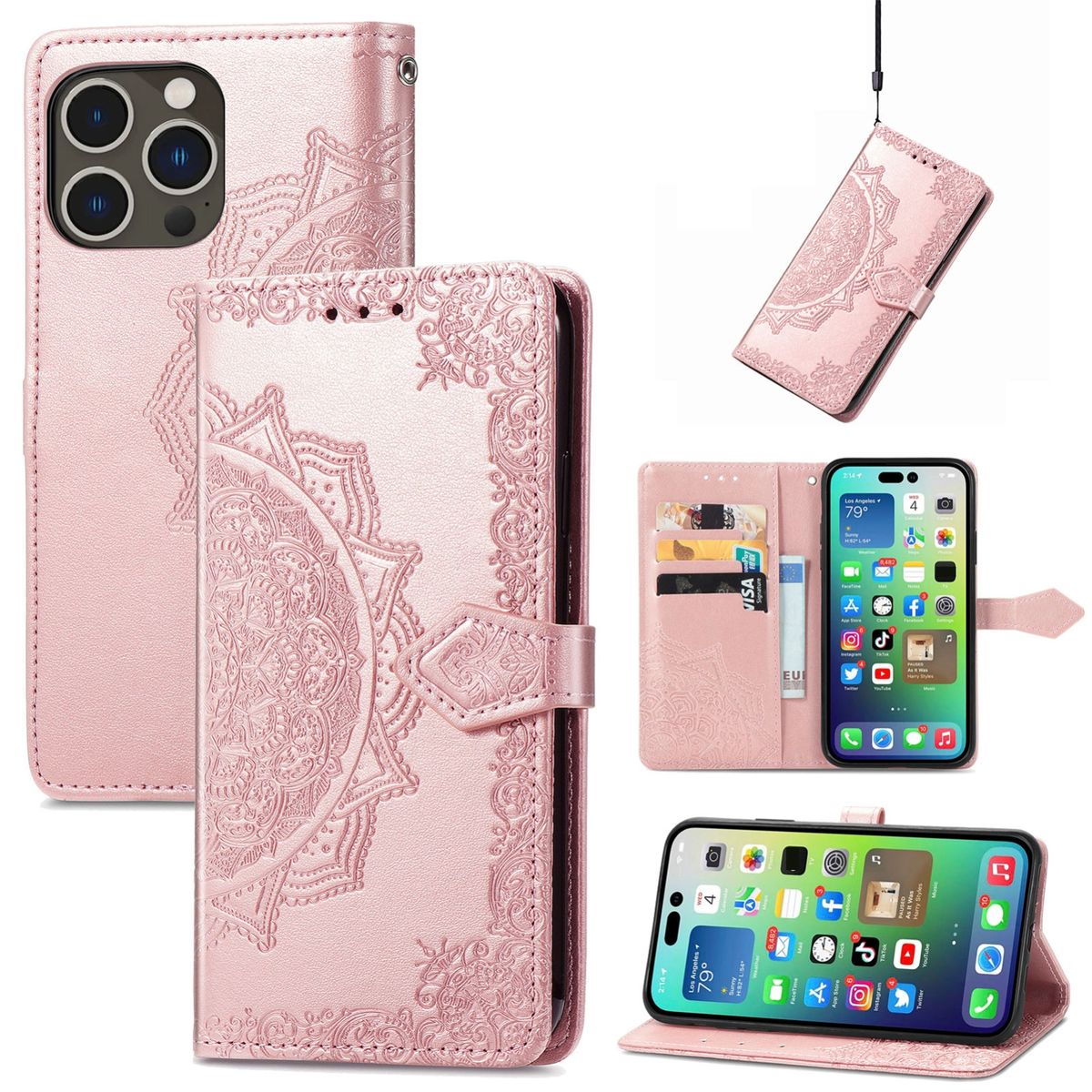 H&uuml;lle Handy Schutz f&uuml;r Apple iPhone 15 Pro Max Case Cover Klapp Tasche Wallet - Bild 1