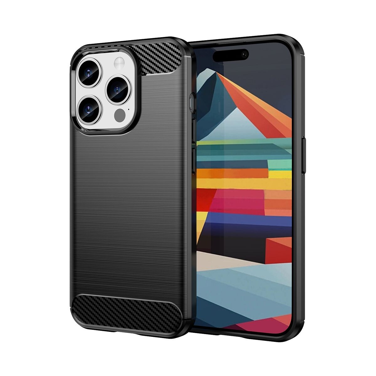 Hülle Handy Schutz für Apple iPhone 15 Pro Case Cover Tasche Etuis Carbon Bumper | 04066914394730