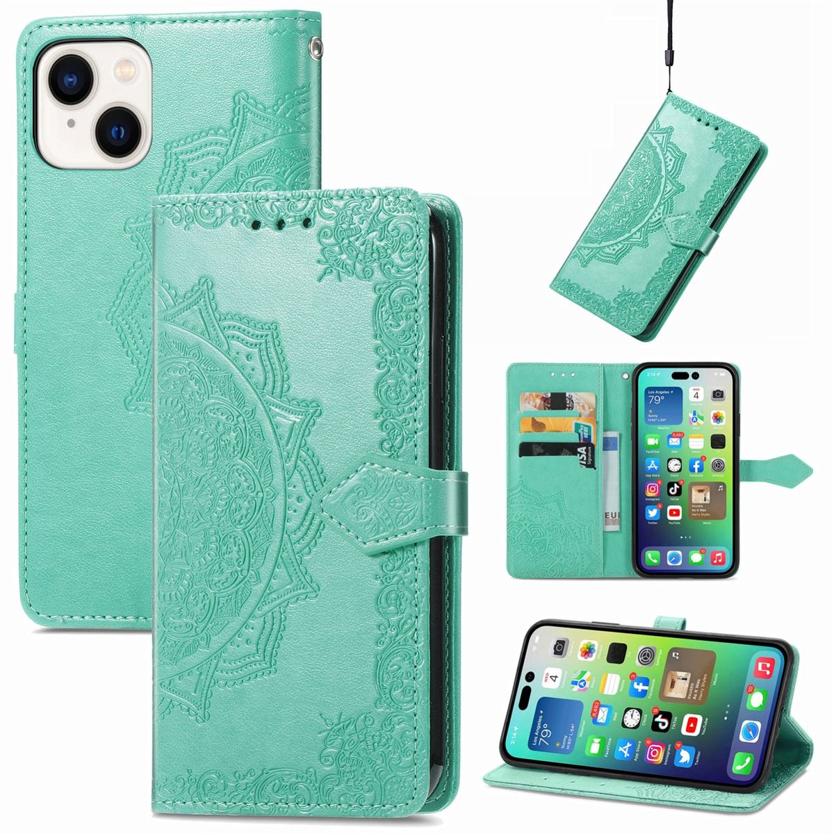 H&uuml;lle Handy Schutz f&uuml;r Apple iPhone 15 Case Cover Klapp Tasche Wallet Etuis Neu - Bild 1