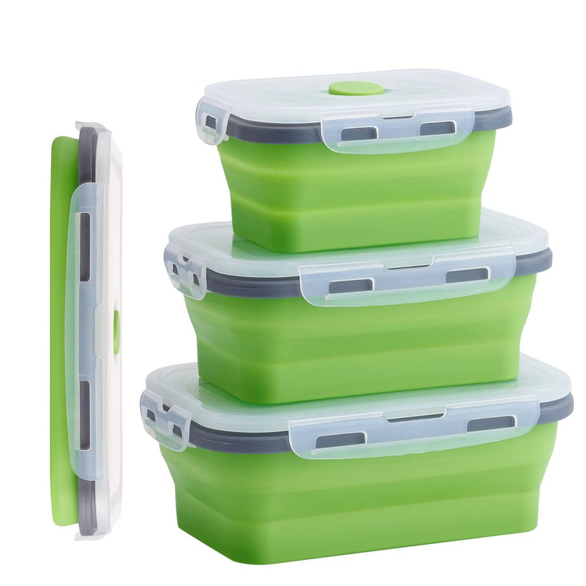 Gefrier Dosen Lebensmittel Vorrats Beh&auml;lter Frischhaltedosen Deckel Faltbar - Bild 1