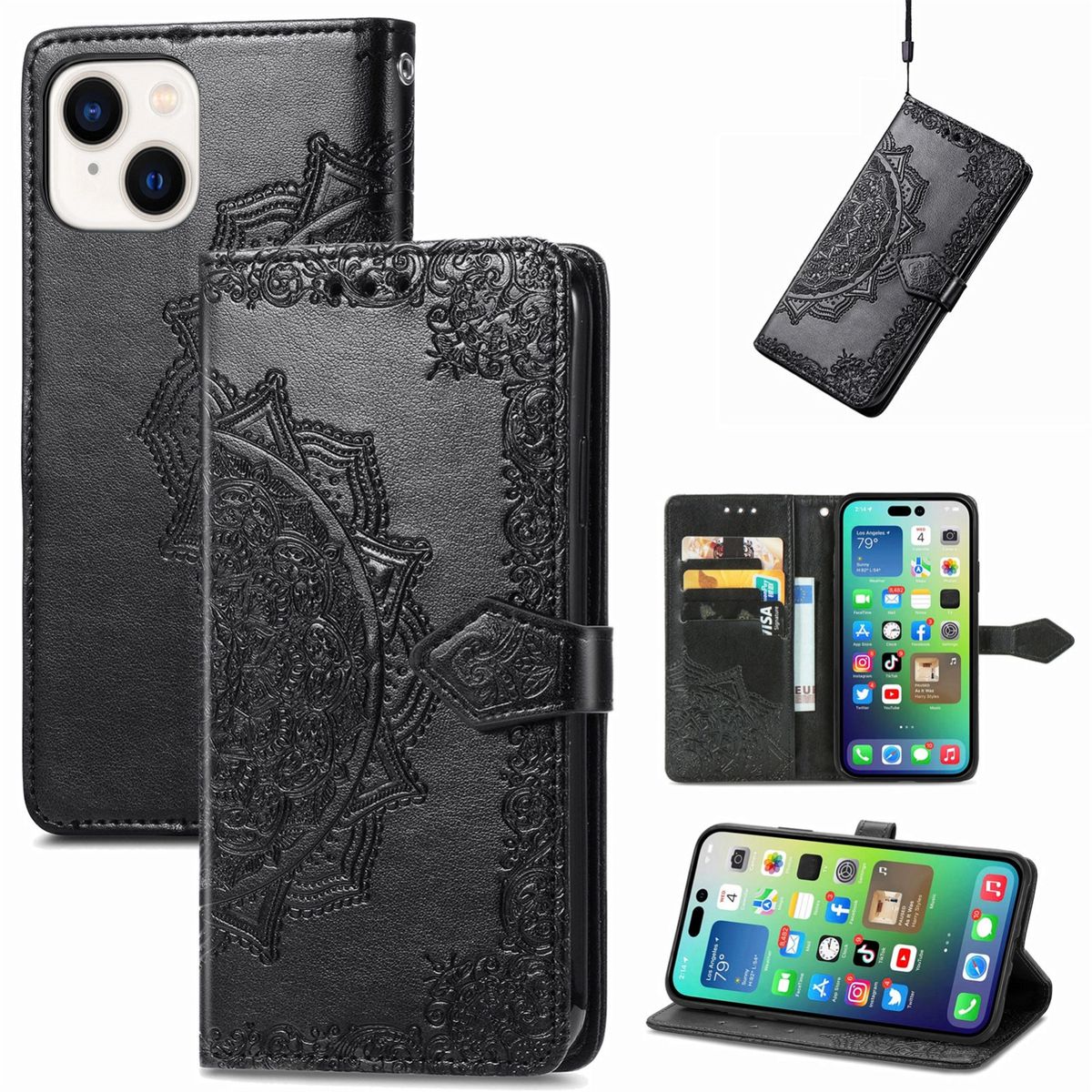 H&uuml;lle Handy Schutz f&uuml;r Apple iPhone 15 Case Cover Klapp Tasche Wallet Etuis Neu - Bild 1