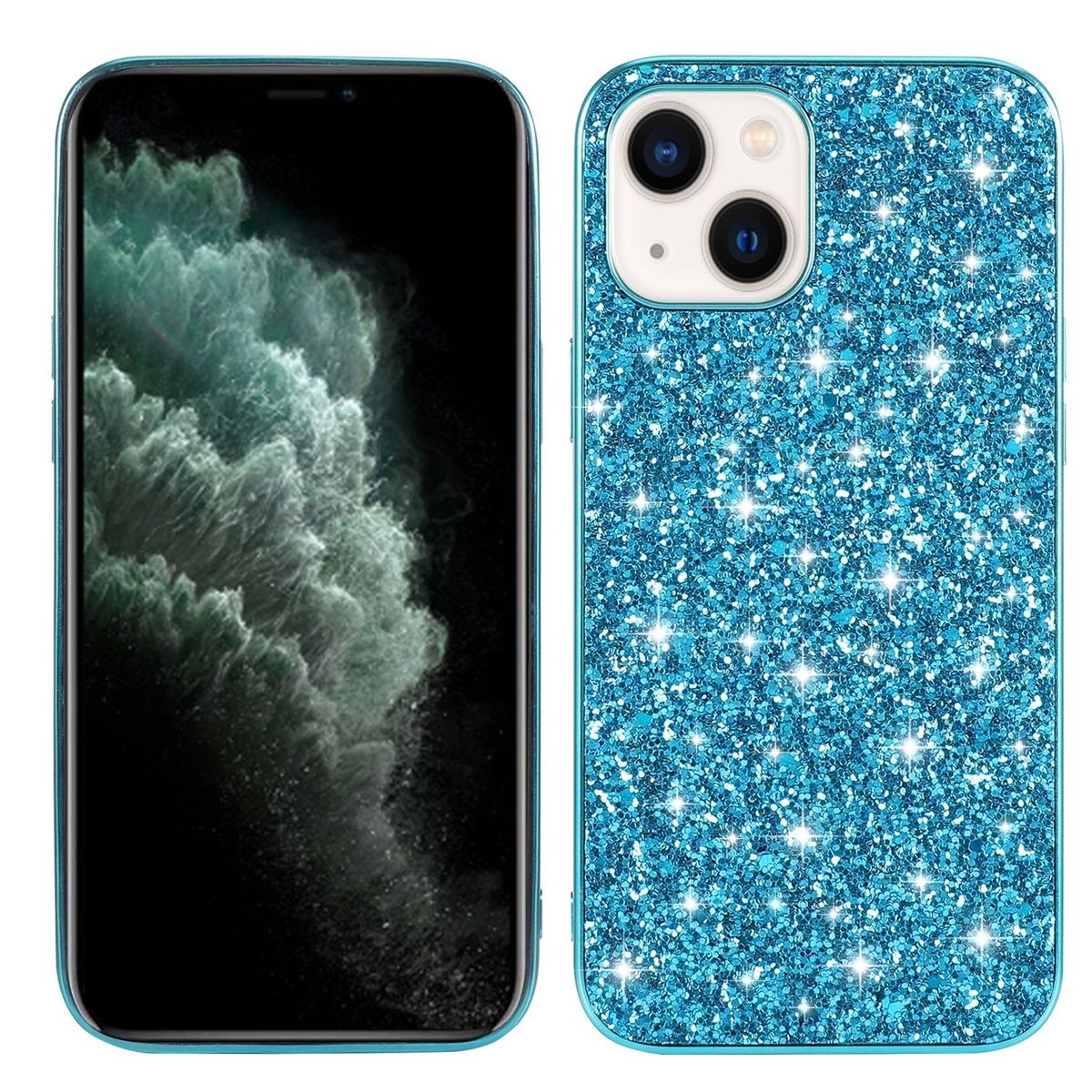 Schutz Handy H&uuml;lle f&uuml;r Apple iPhone 15 Case Cover Glitzer Bumper Etuis Tasche - Bild 1