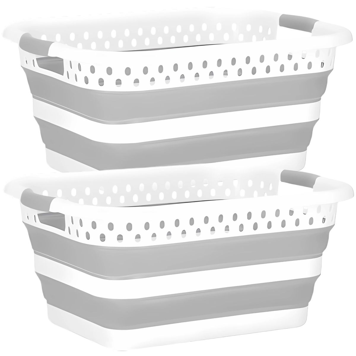 W&auml;schekorb Faltbar W&auml;schesammler W&auml;schebox W&auml;schetonne Aufbewahrungskorb Grau - Bild 1