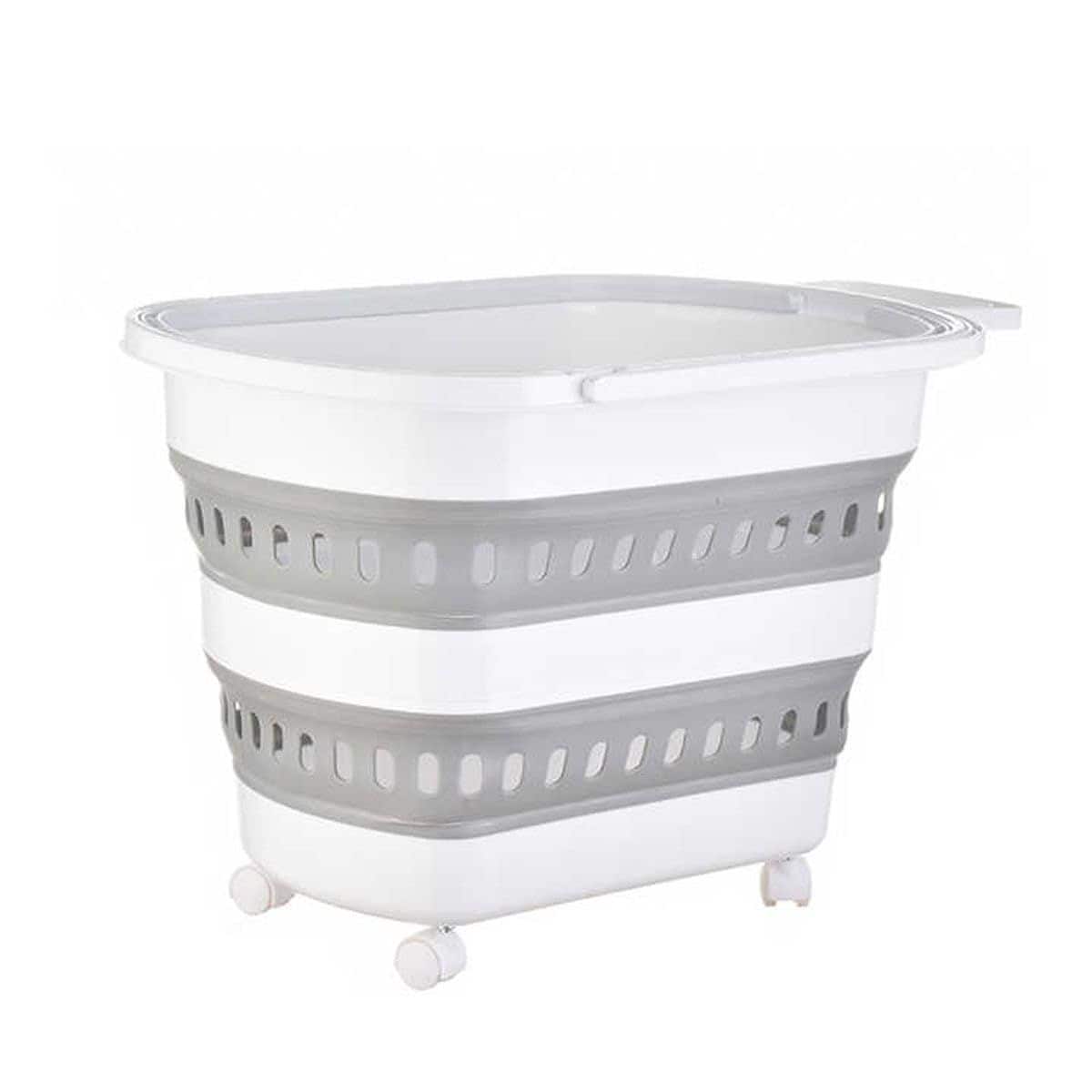 W&auml;schekorb Faltbar W&auml;schesammler W&auml;schebox W&auml;schetonne Aufbewahrungskorb Grau - Bild 1