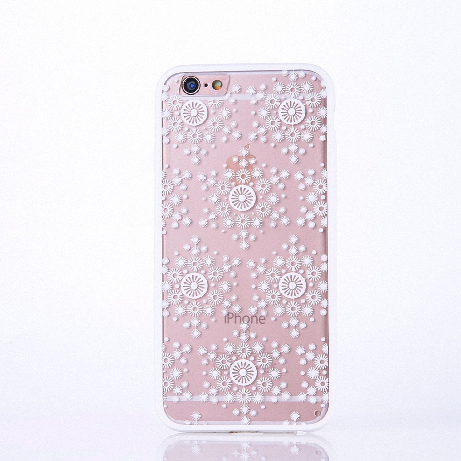 Apple iPhone 6 / 6s Handy H&uuml;lle Mandala Case Schutzh&uuml;lle Motiv Flocken Wei&szlig; Neu - Bild 1