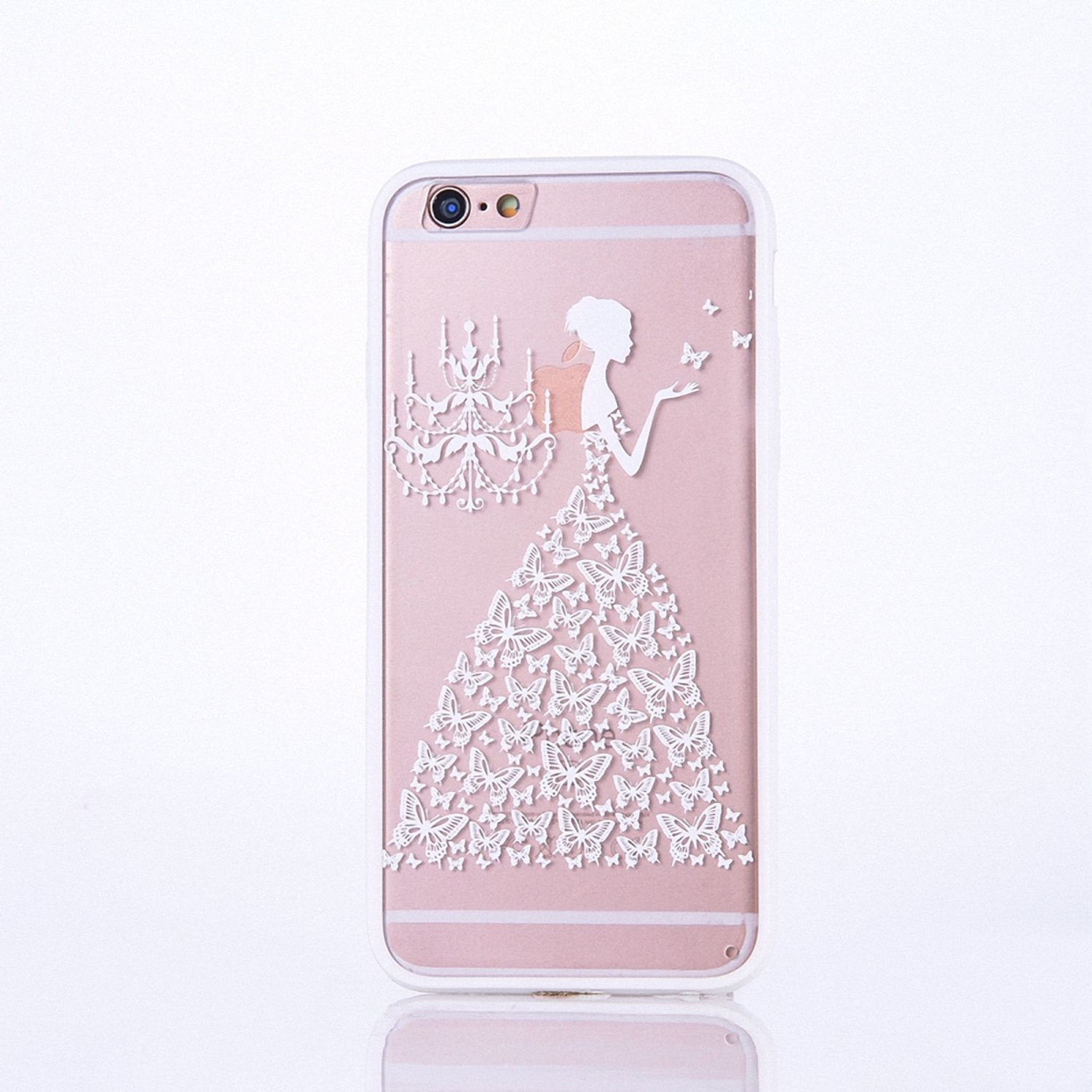 Apple iPhone 6s Plus Handy H&uuml;lle Mandala Case Motiv Schmetterling Frau Wei&szlig; Neu - Bild 1