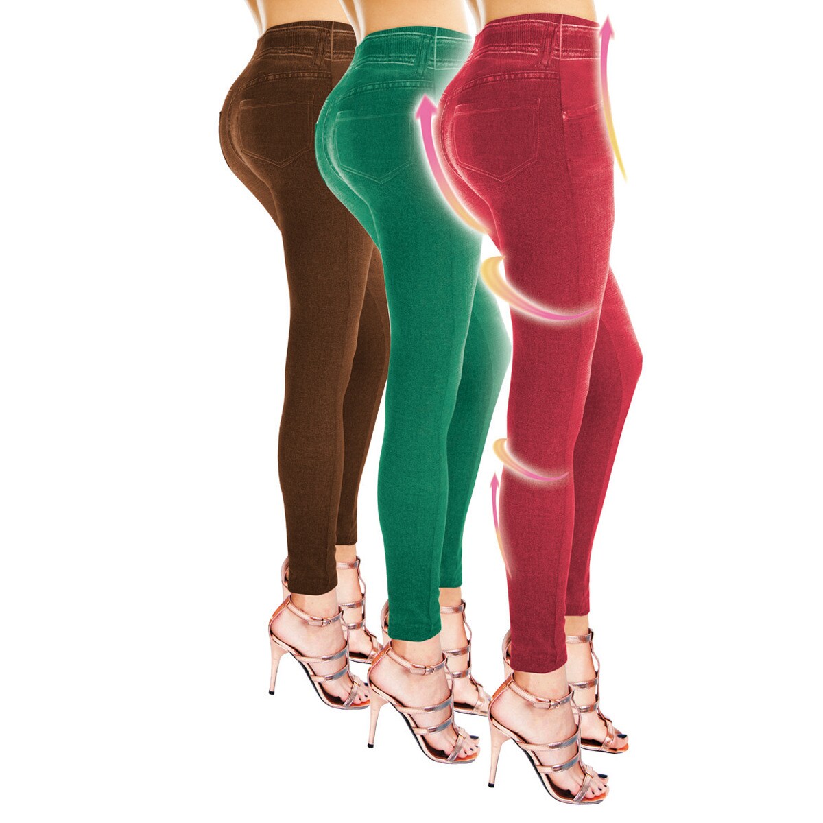 Comfortisse Jeggings - Leggings 3er Set mit Taschen Summer Shaper Jeggings