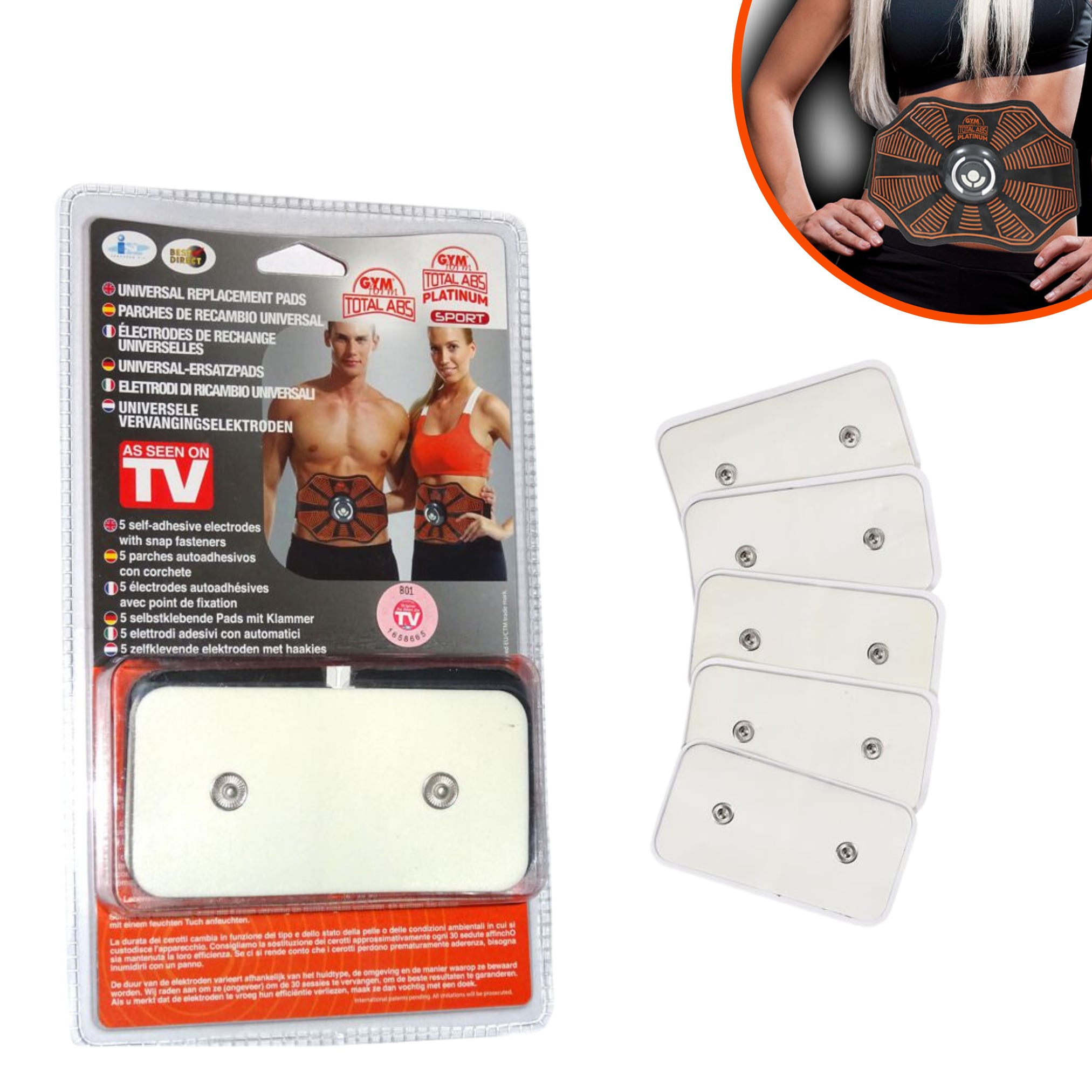 Gymform&reg; Ersatzpads - Pads f&uuml;r EMS Bauchmuskeltrainer, G&uuml;rtel Total Abs Platinum - Bild 1