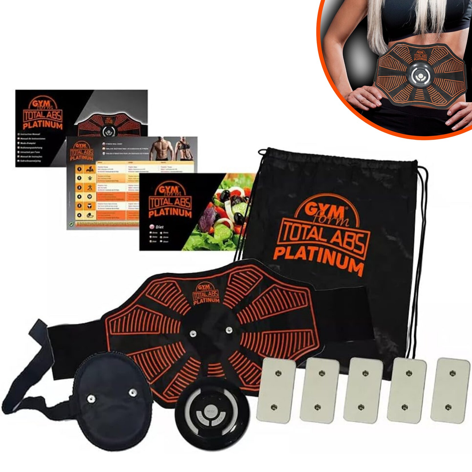 Gymform® EMS Bauchmuskeltrainer – Gürtel Trainer elektrisch Total Abs Platinum | 00644812043000