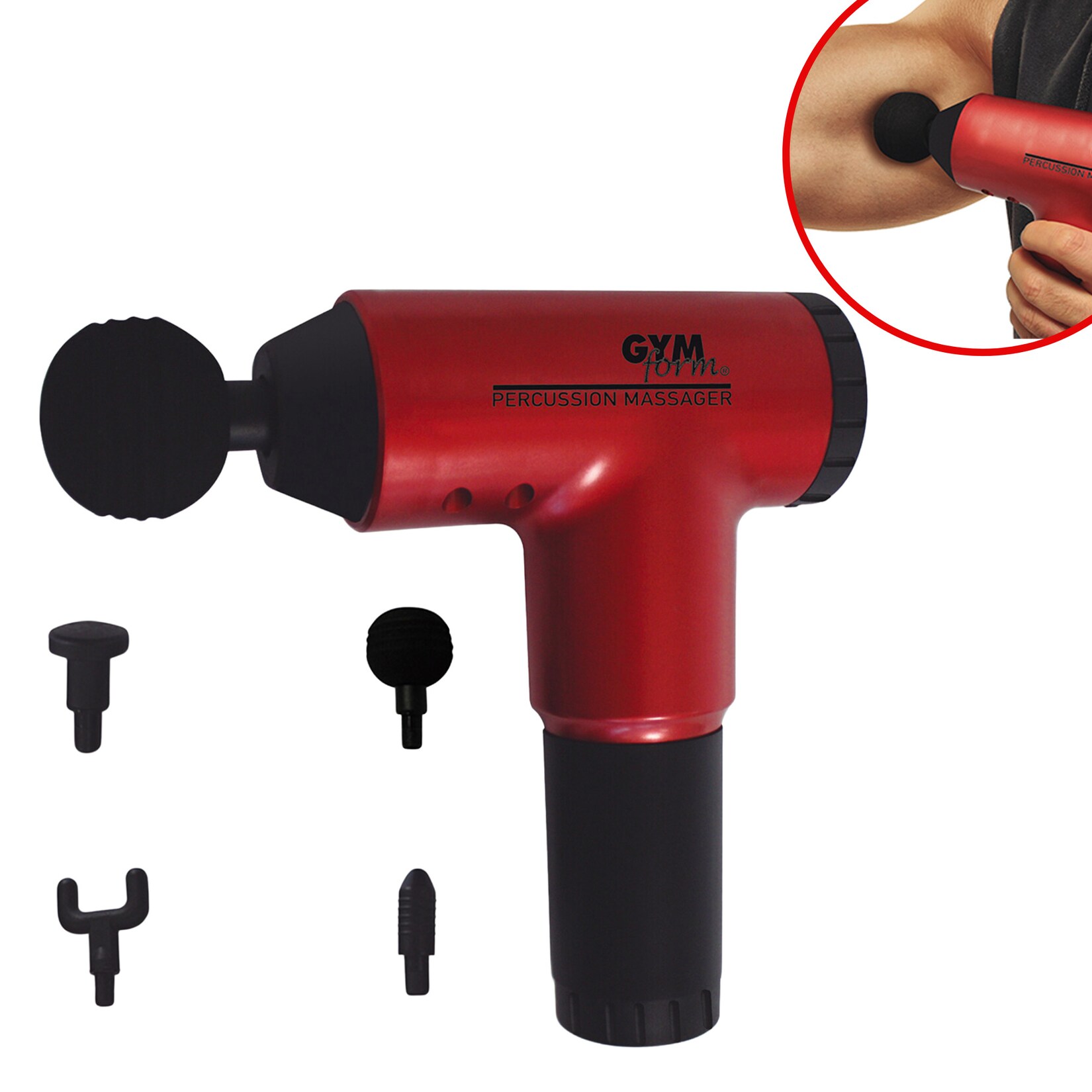 Gymform Massagepistole Massage Gun mit 4 Massageköpfen Percussion Massager