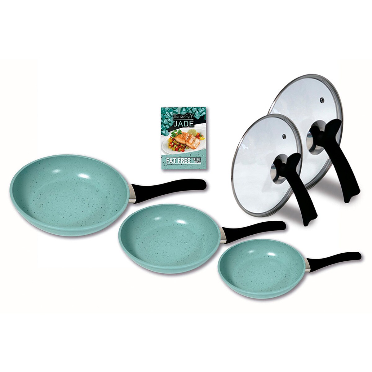 Starlyf&reg; 3er Pfannenset Jade - Beschichtung - mit Glasdeckel Jade Pan Set - Bild 1