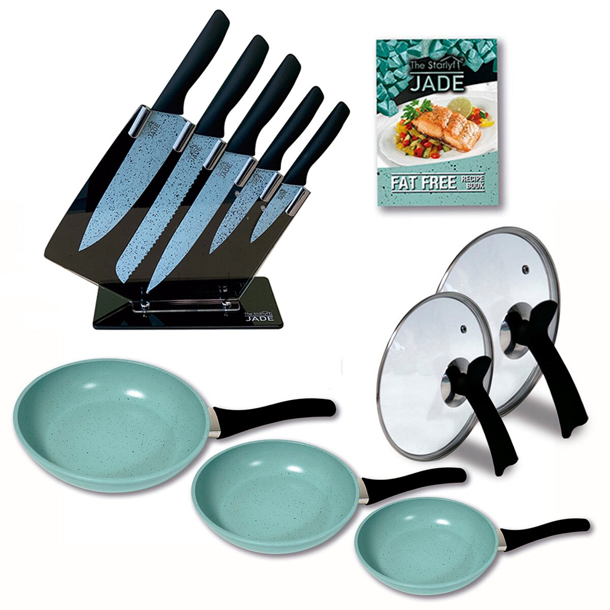 Starlyf&reg; K&uuml;chenstarterset - Pfannenset - Messerset Jade Set of 5 + Jade Knife - Bild 1