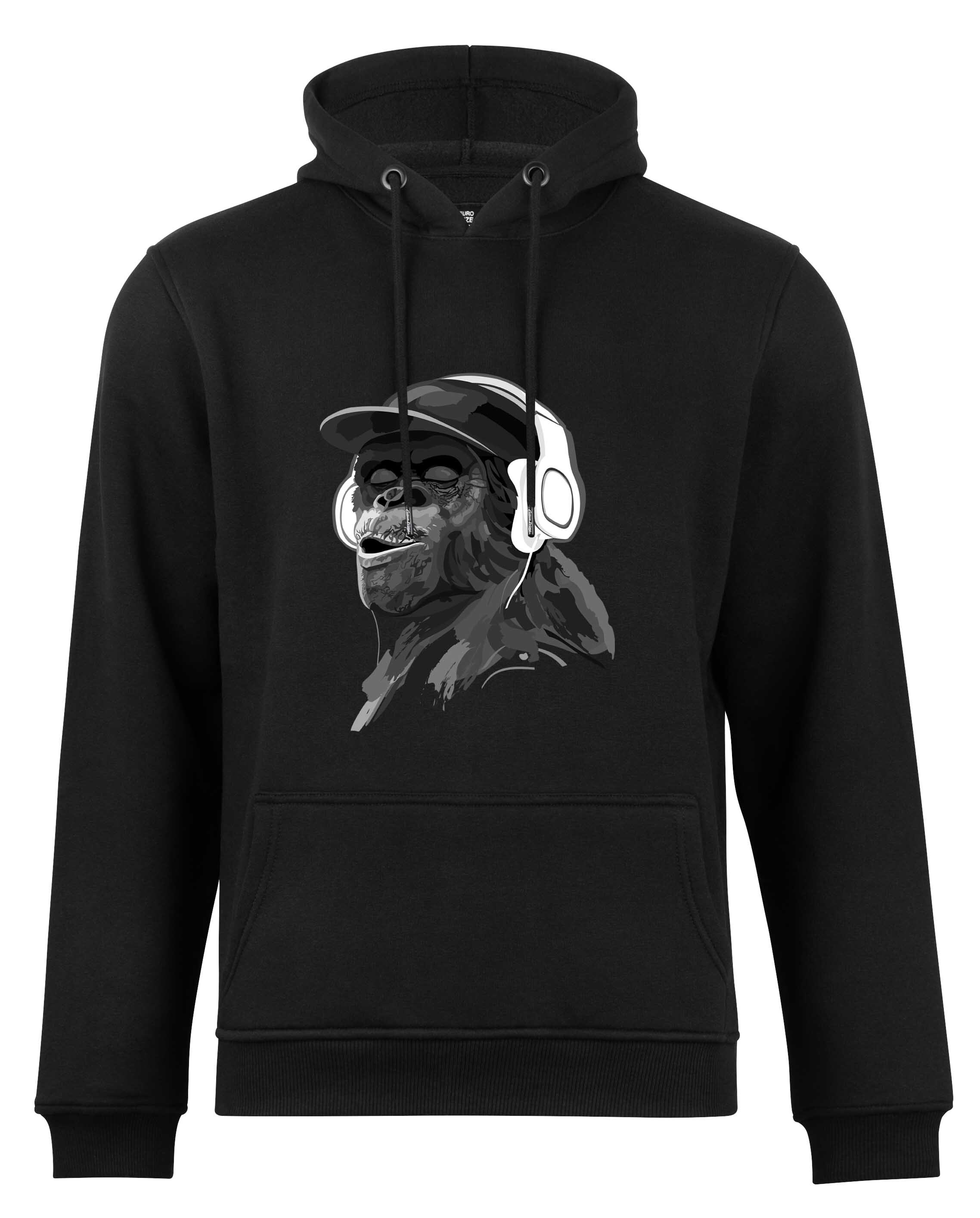 Cotton Prime&reg; Kapuzensweatshirt mit Affenmotiv - Monkey mit DJ-Kopfh&ouml;rer - Bild 1