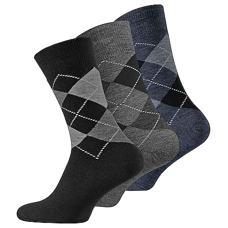 Cotton Prime® Thermo-Socken 3 Paar, im Karo-Design - Bild 1