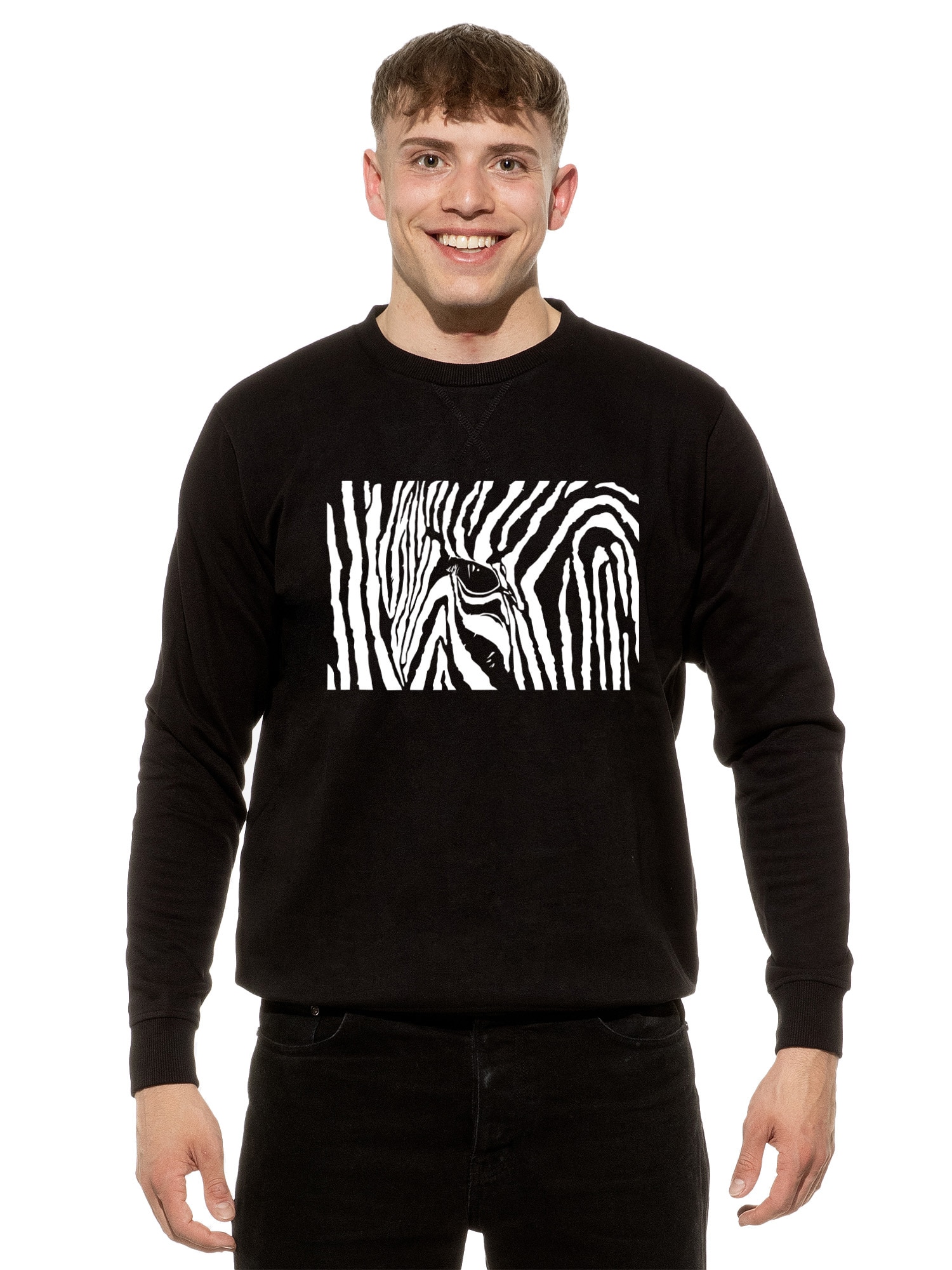 Cotton Prime&reg; Sweatshirt Black & White Zebra Eye - Bild 1