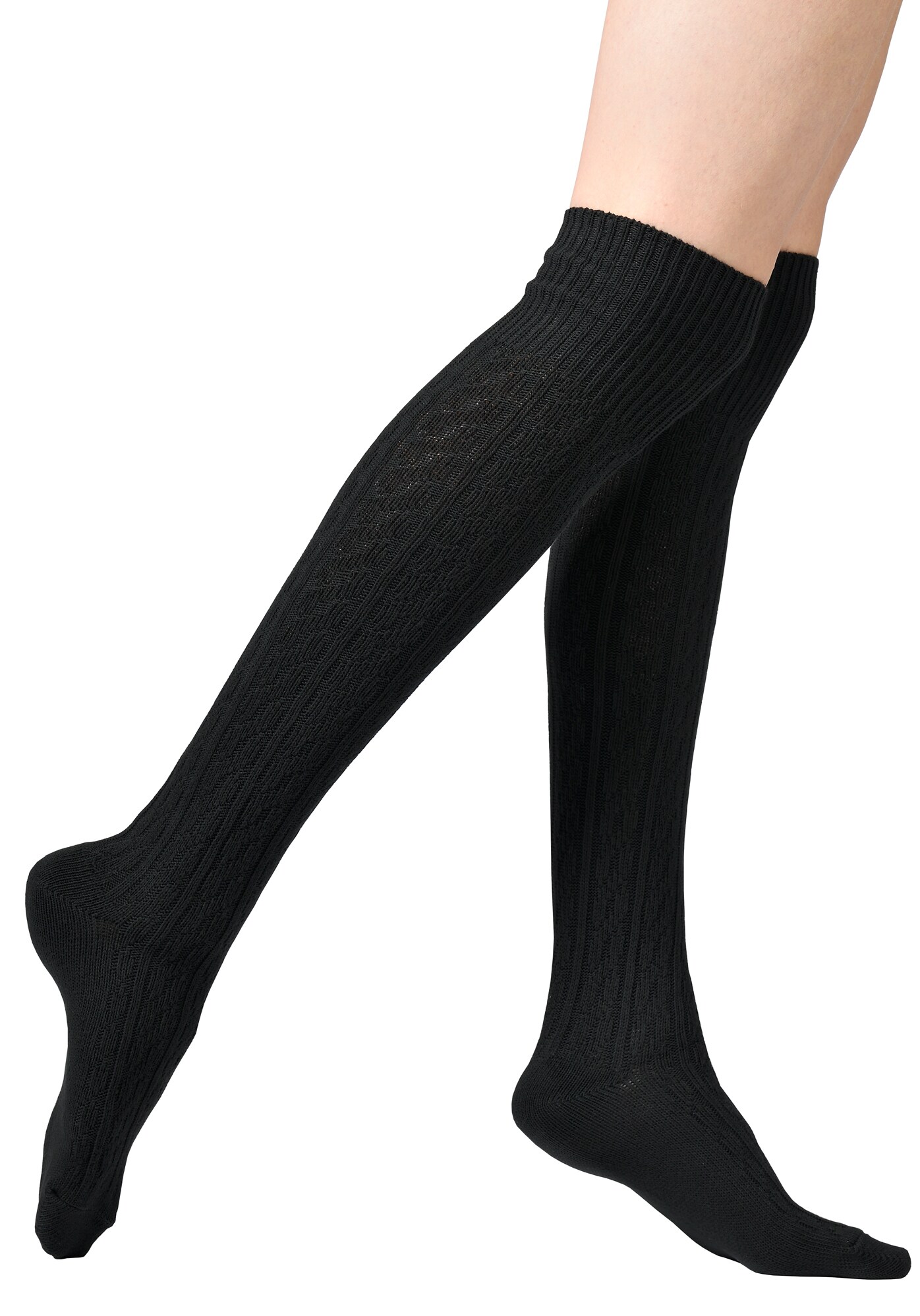 Vincent Creation&reg; Stiefel Kniestr&uuml;mpfe mit Umschlag, Zopfmuster, Grobstrick - Bild 1