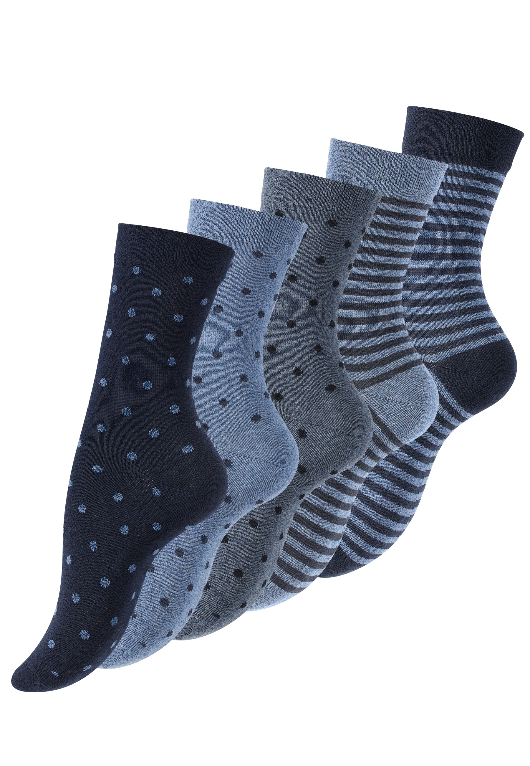 Vincent Creation&reg; Damensocken "Dot&acute;s and Stripes" 10 Paar Damen Socken Mehrfarbig Streifen Punkte - Bild 1