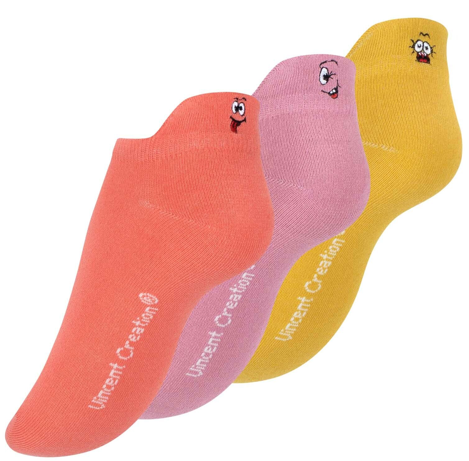 Vincent Creation&reg; 6 Paar Sneaker Socken mit Cartoon/Smiley Stickerei - Bild 1