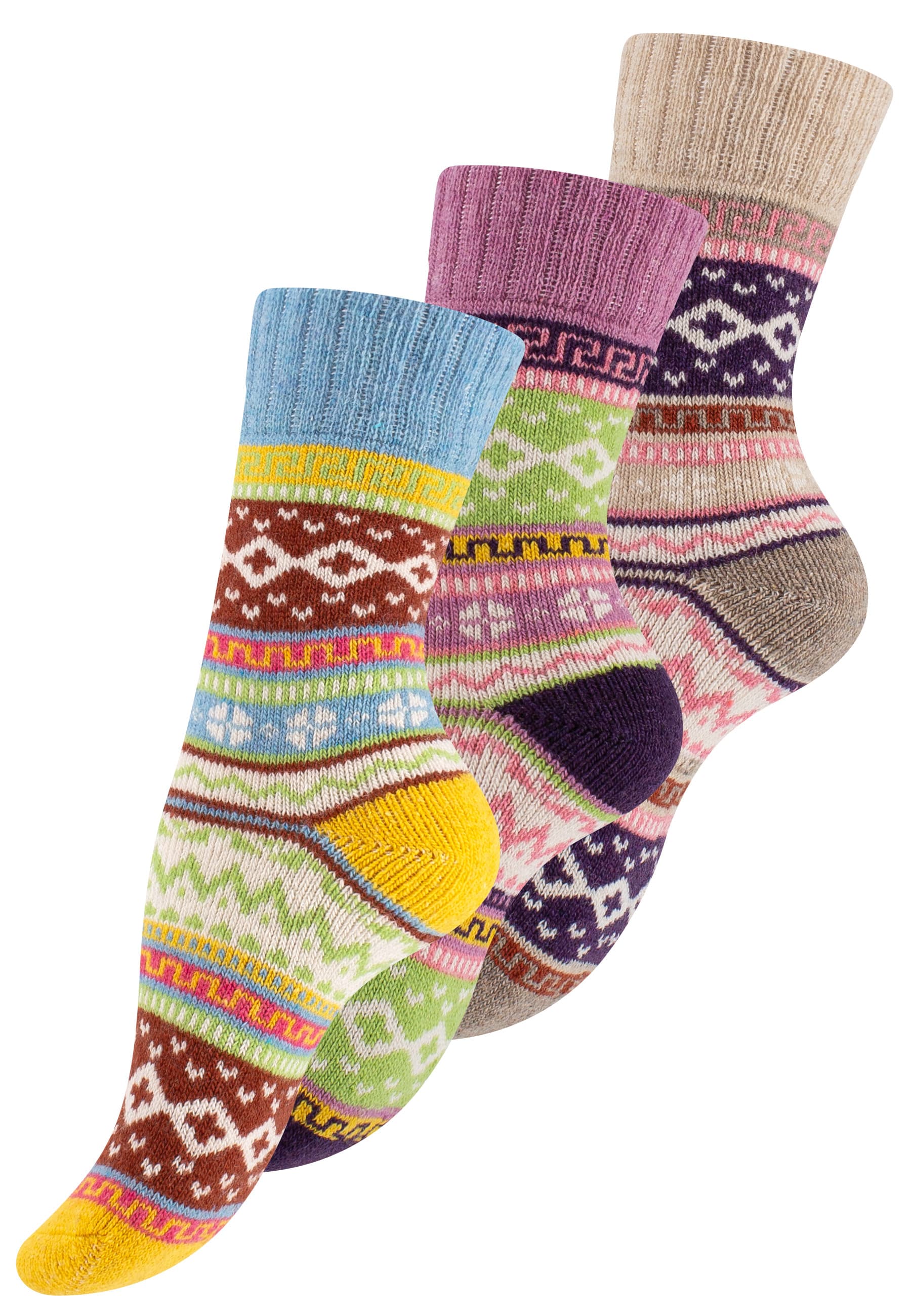 Vincent Creation&reg; 3 Paar Bunte Norwegersocken Hygge Socken - Bild 1