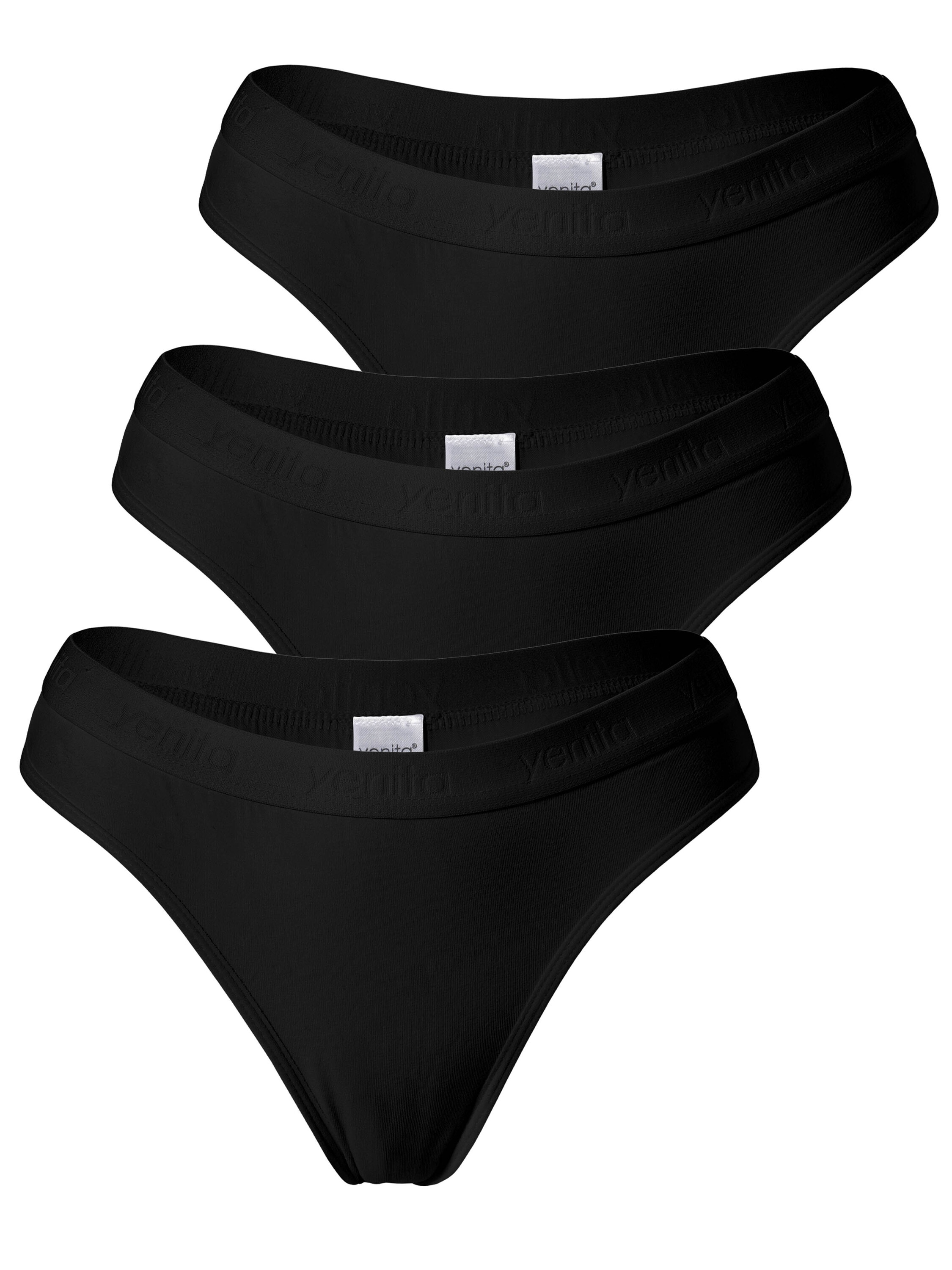 Yenita&reg; Strings 3er Set Damen Tanga mit elastischem Logobund - Bild 1