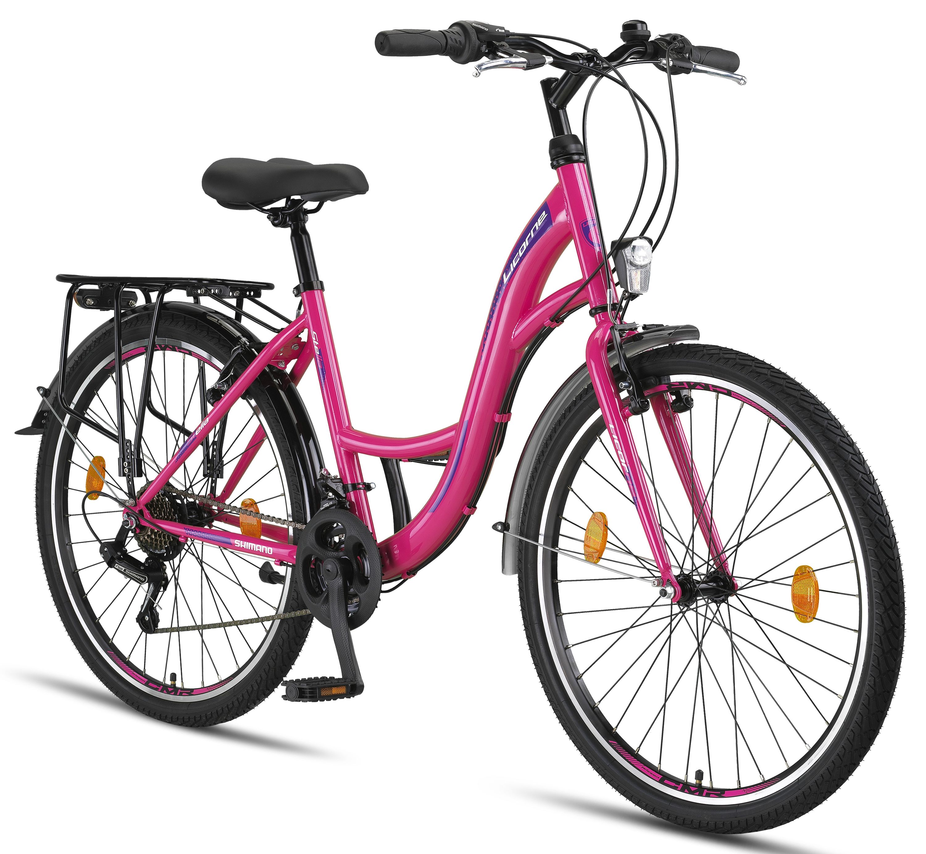 Licorne Bike Stella Premium City Bike 20,24,26 und 28 Zoll Fahrrad f&uuml;r M&auml;dchen Herren und Damen 21 Gang (6 Gang bei 20 Zoll) Holland Citybike Farbe:Rosa;Zoll:26 - Bild 1